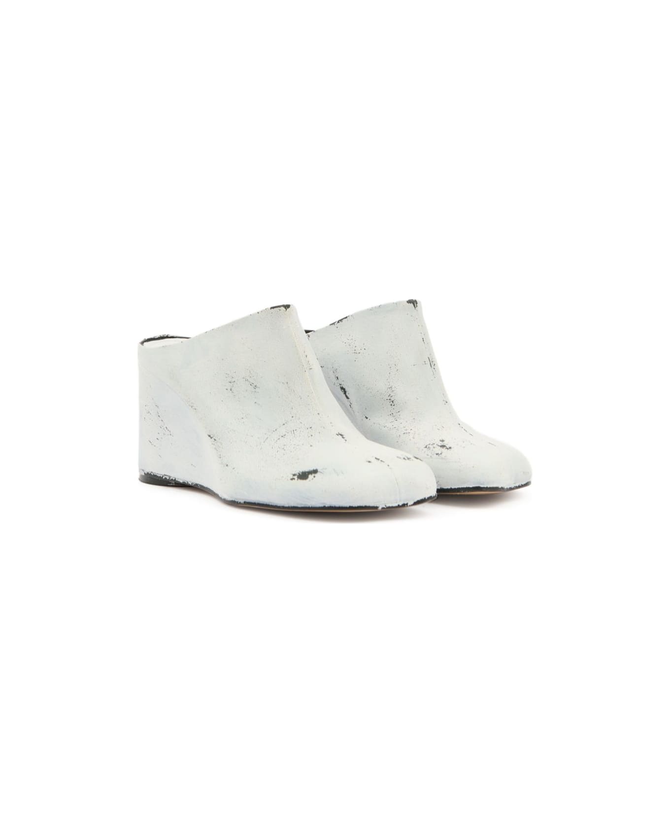 MM6 Maison Margiela Leather Heel Mules - White