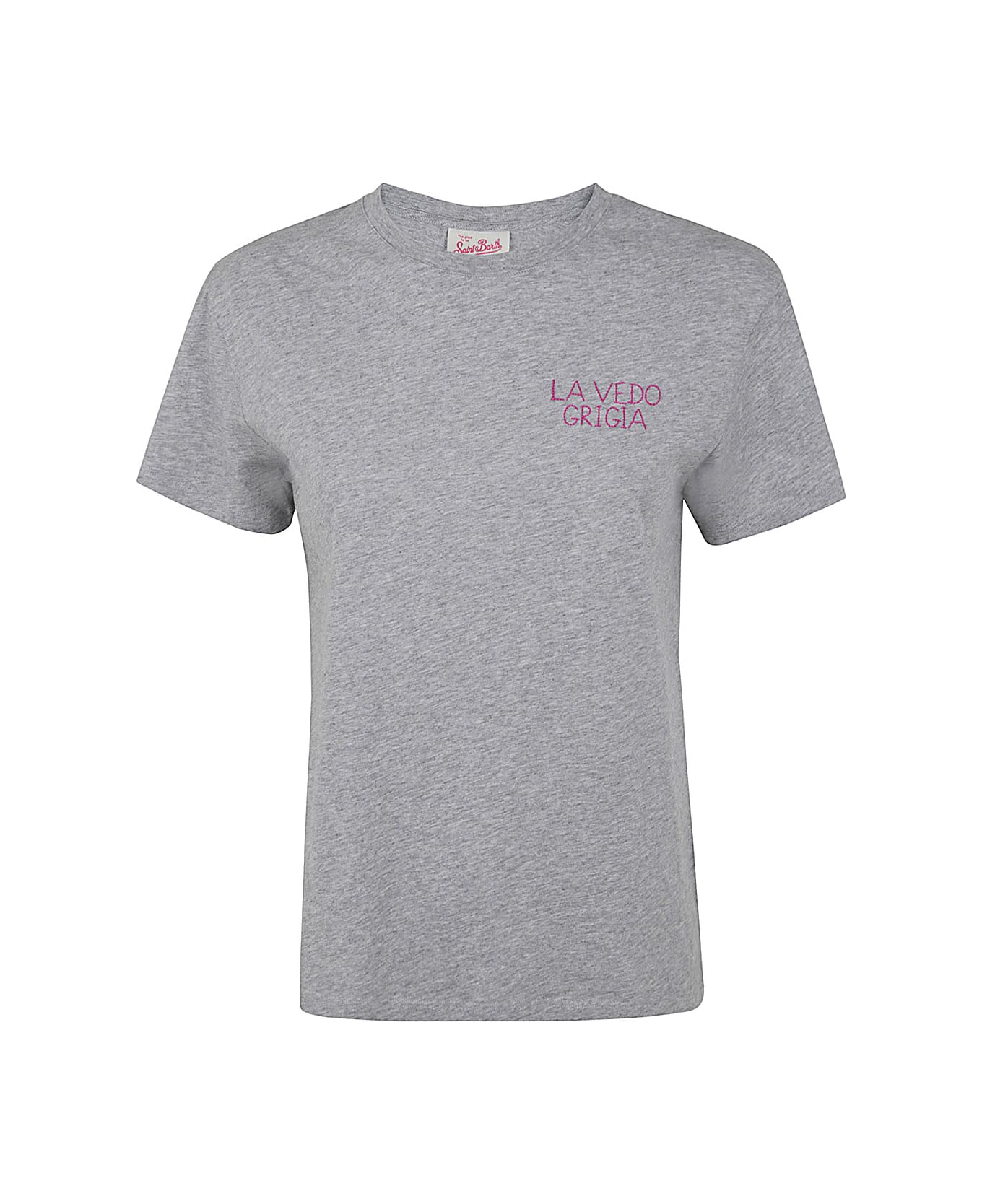 MC2 Saint Barth Cotton Crew Neck T-shirt - Ml Emb Vedo Grigia Tシャツ