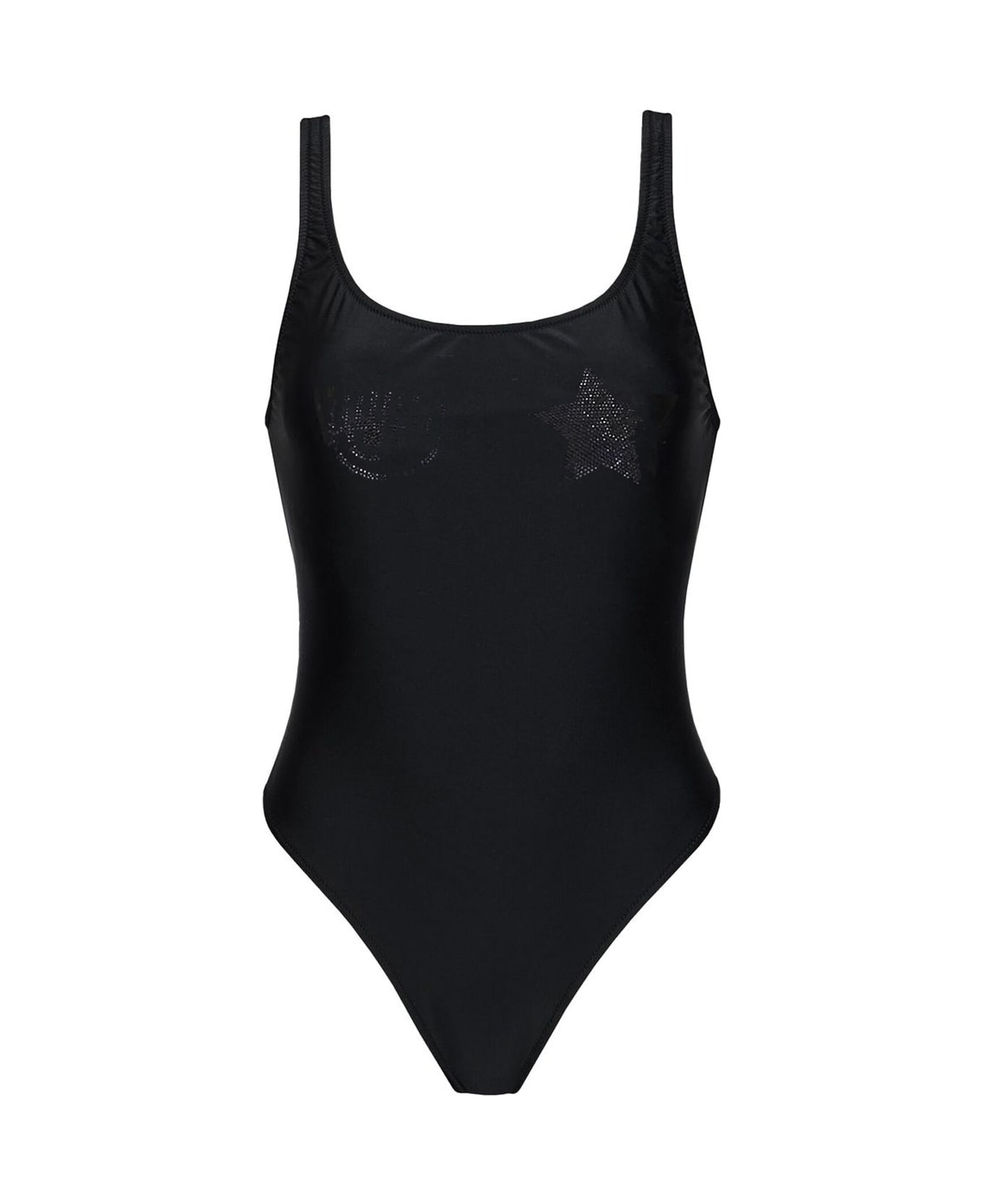 Chiara Ferragni Eyes Flirting Swimsuit - Black