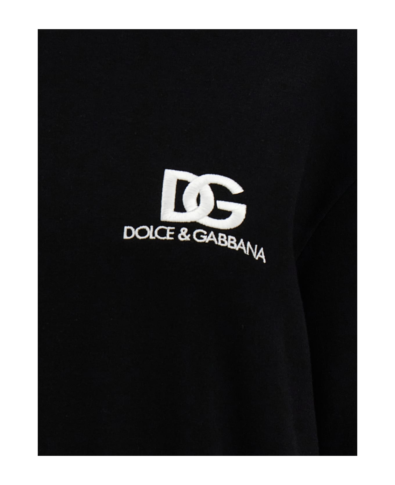 Dolce & Gabbana Sweatshirt With Logo Embroidery - White/Black フリース