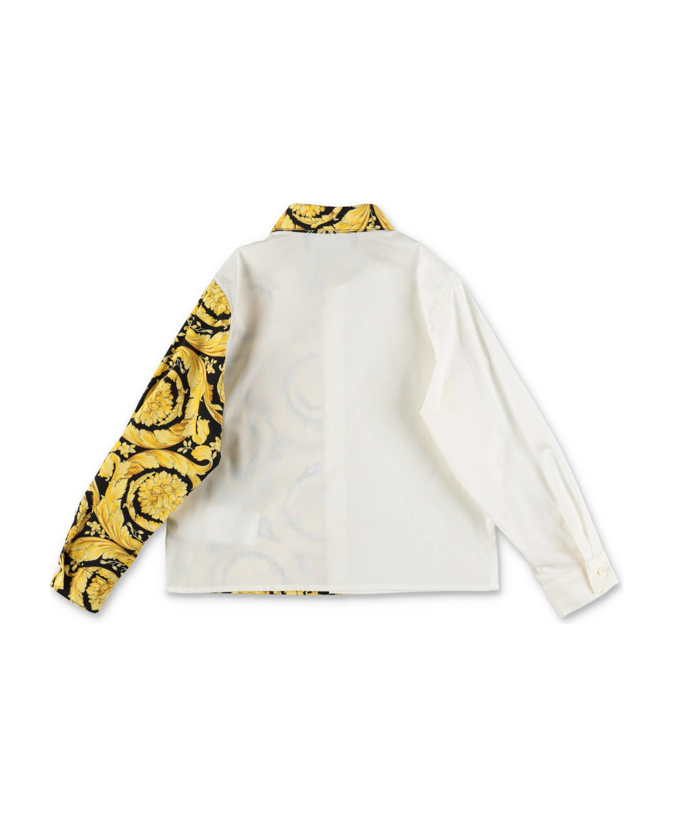 Versace Camicia Con Pannelli A Contrasto In Popeline Di Cotone Baby Boy - Bianco