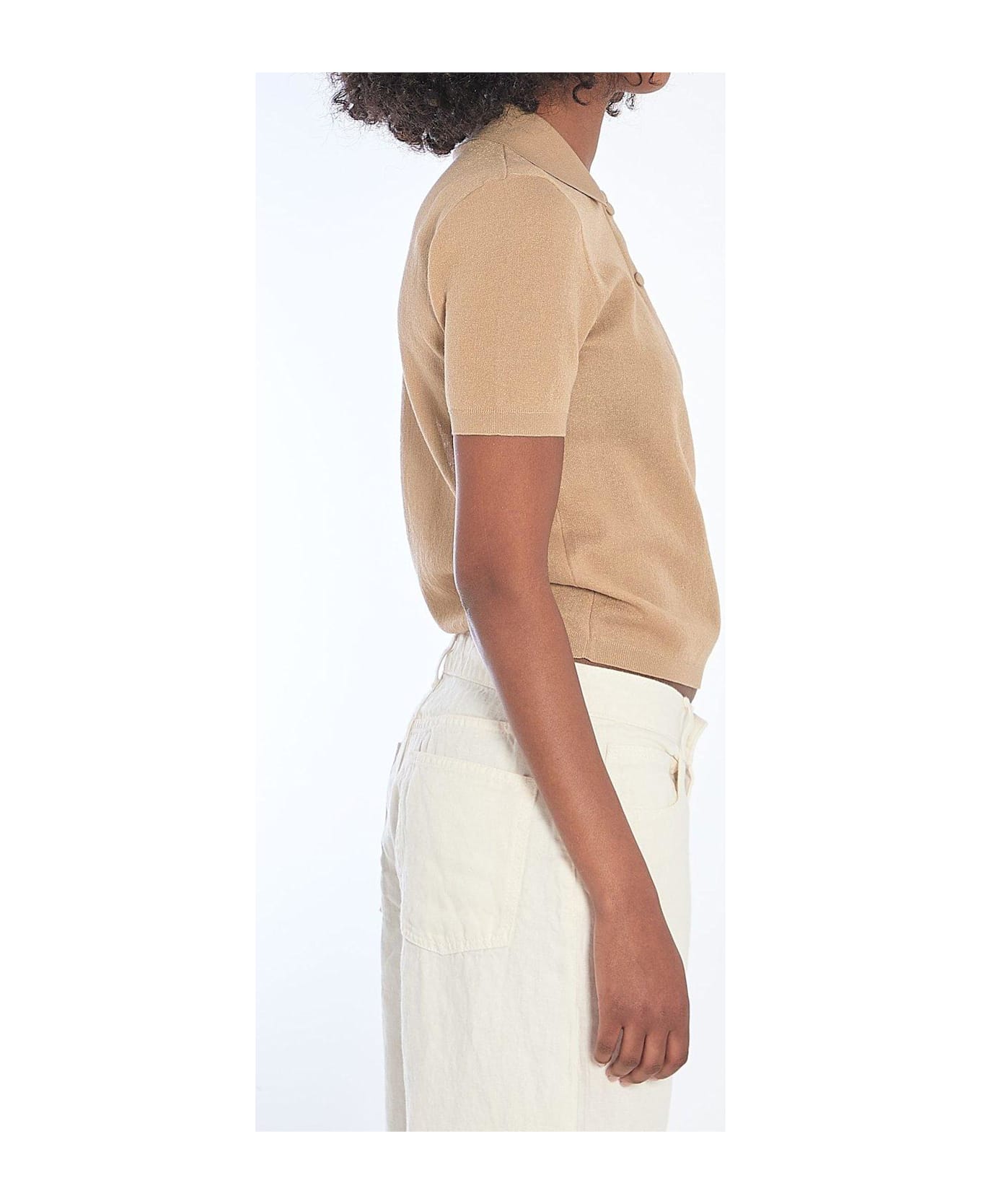 Moncler Logo Embroidered Polo Shirt - OPEN BROWN