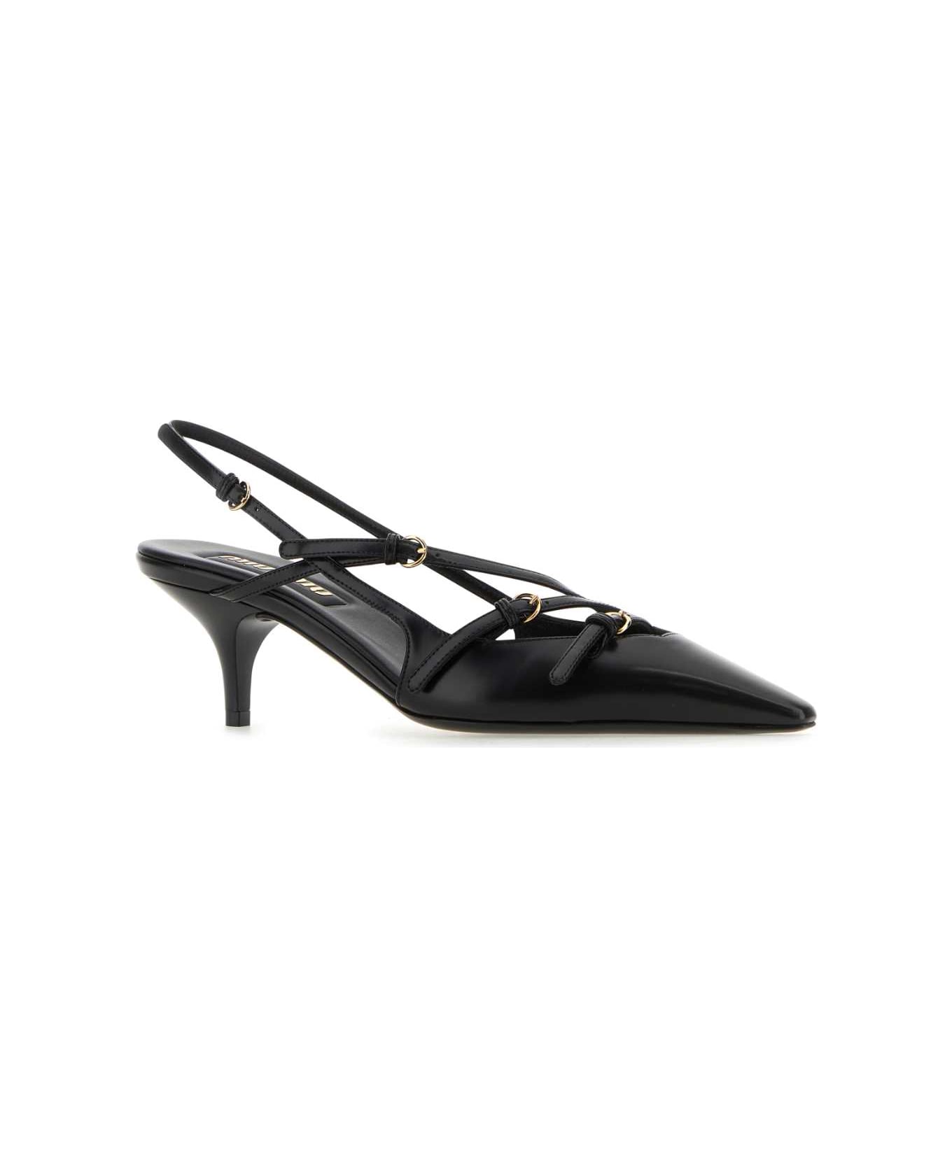 Miu Miu Black Leather Pumps - NERO