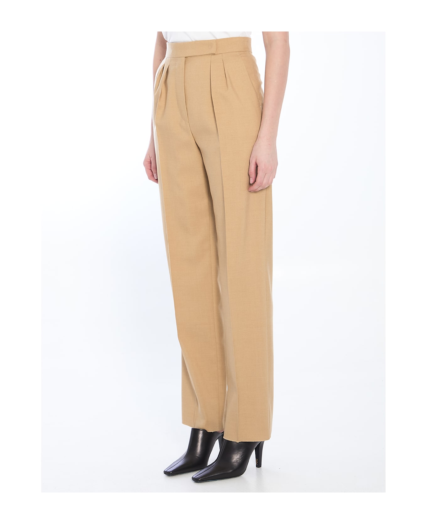 Max Mara Mohair, Wool And Silk Trousers - BEIGE