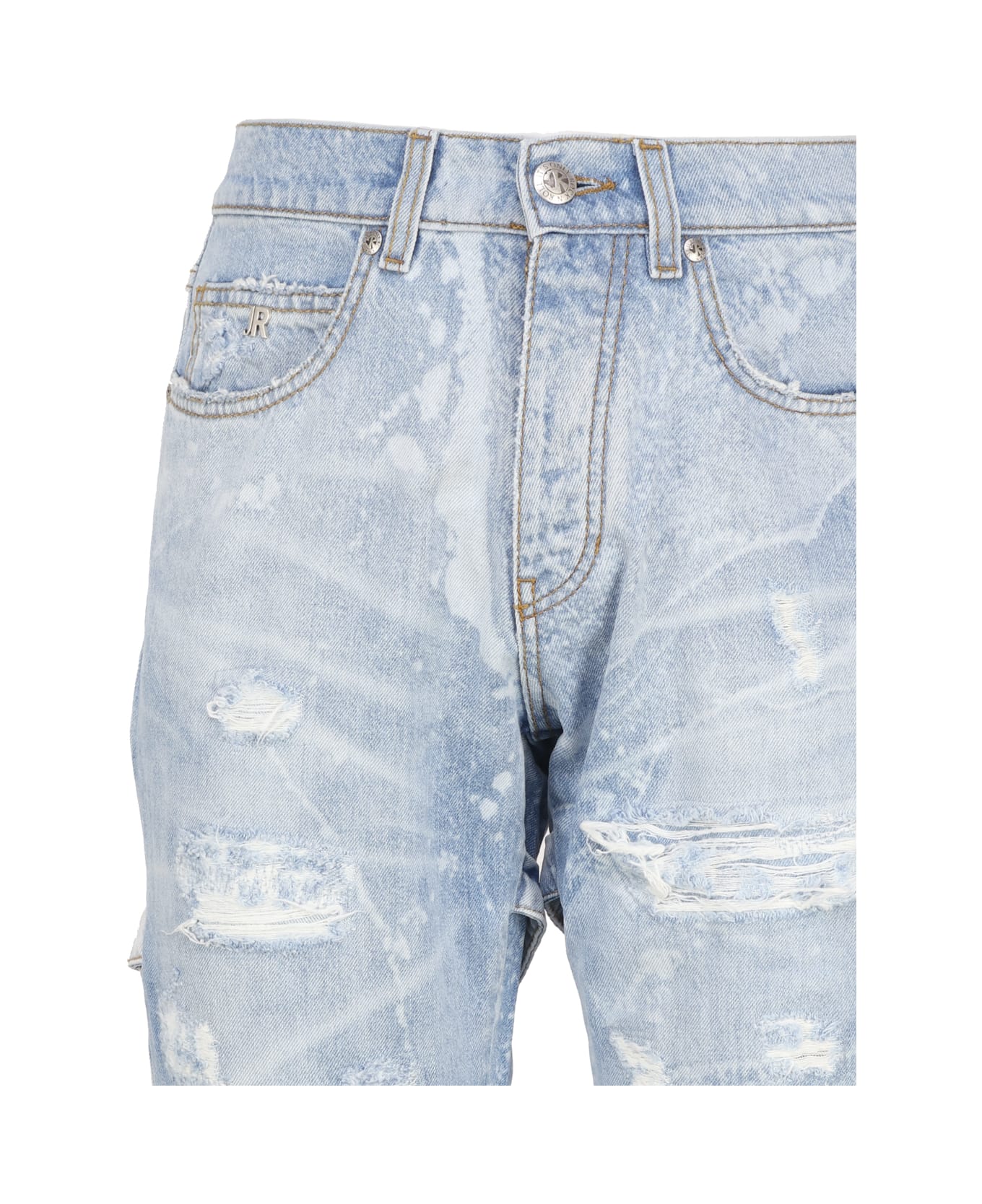 John Richmond Slim Jeans With Used-effect Decorative Tears - Light blue