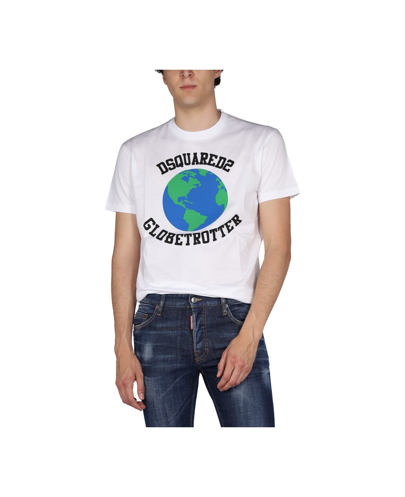 Dsquared2 "globetrotter" T-shirt With Print - WHITE シャツ
