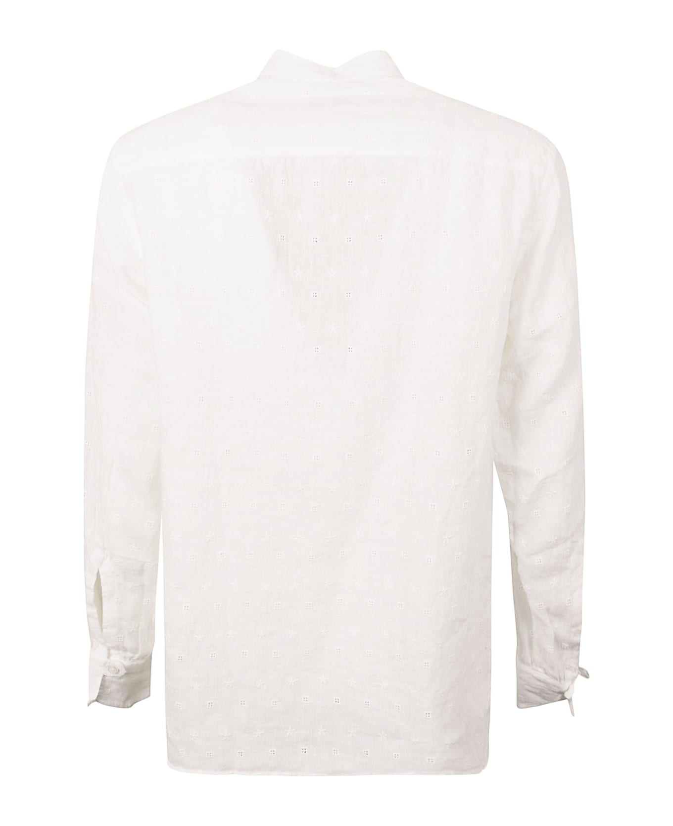 Tagliatore Embroidered Detail Long-sleeved Shirt - White