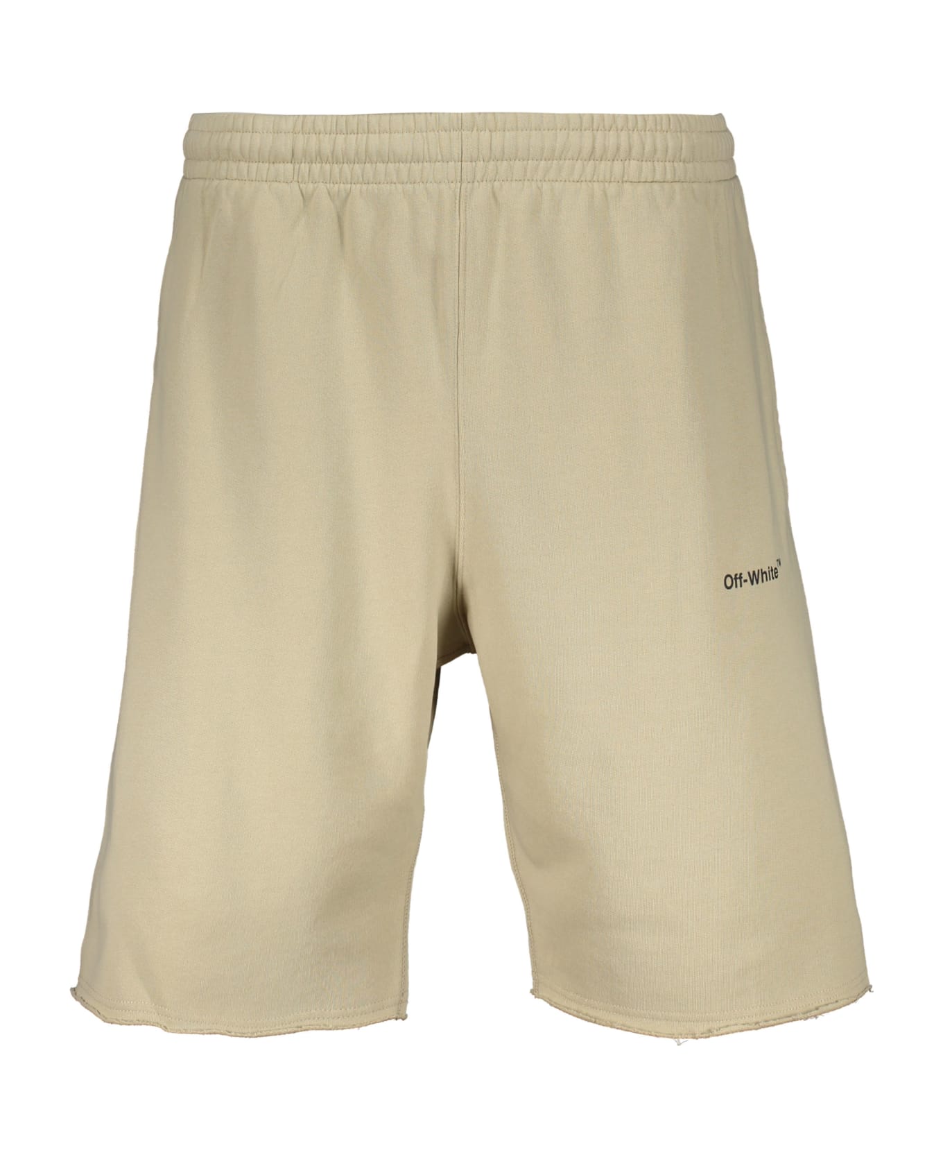 Off-White Cotton Bermuda Shorts - Beige