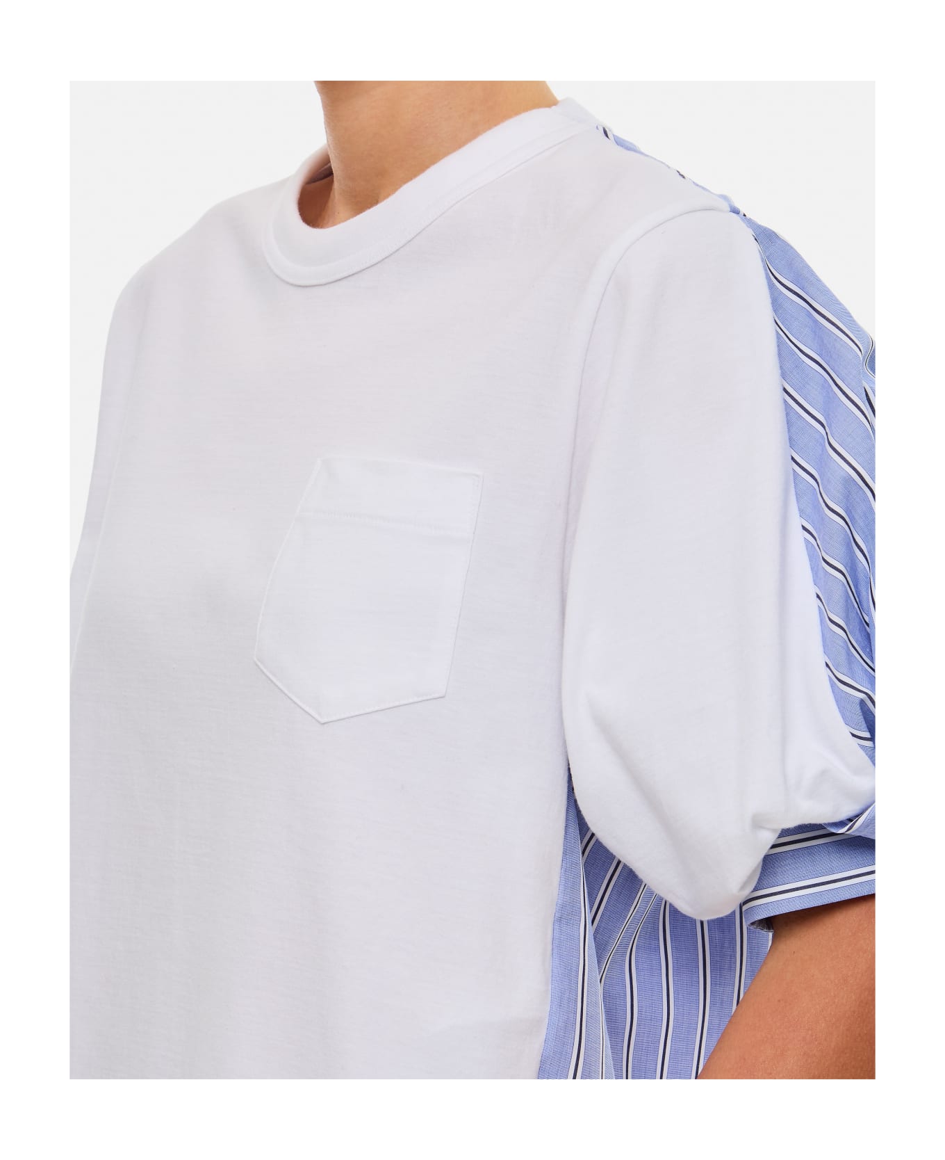 Sacai Cotton Poplin X Cotton Jersey T-shirt - Clear Blue Tシャツ