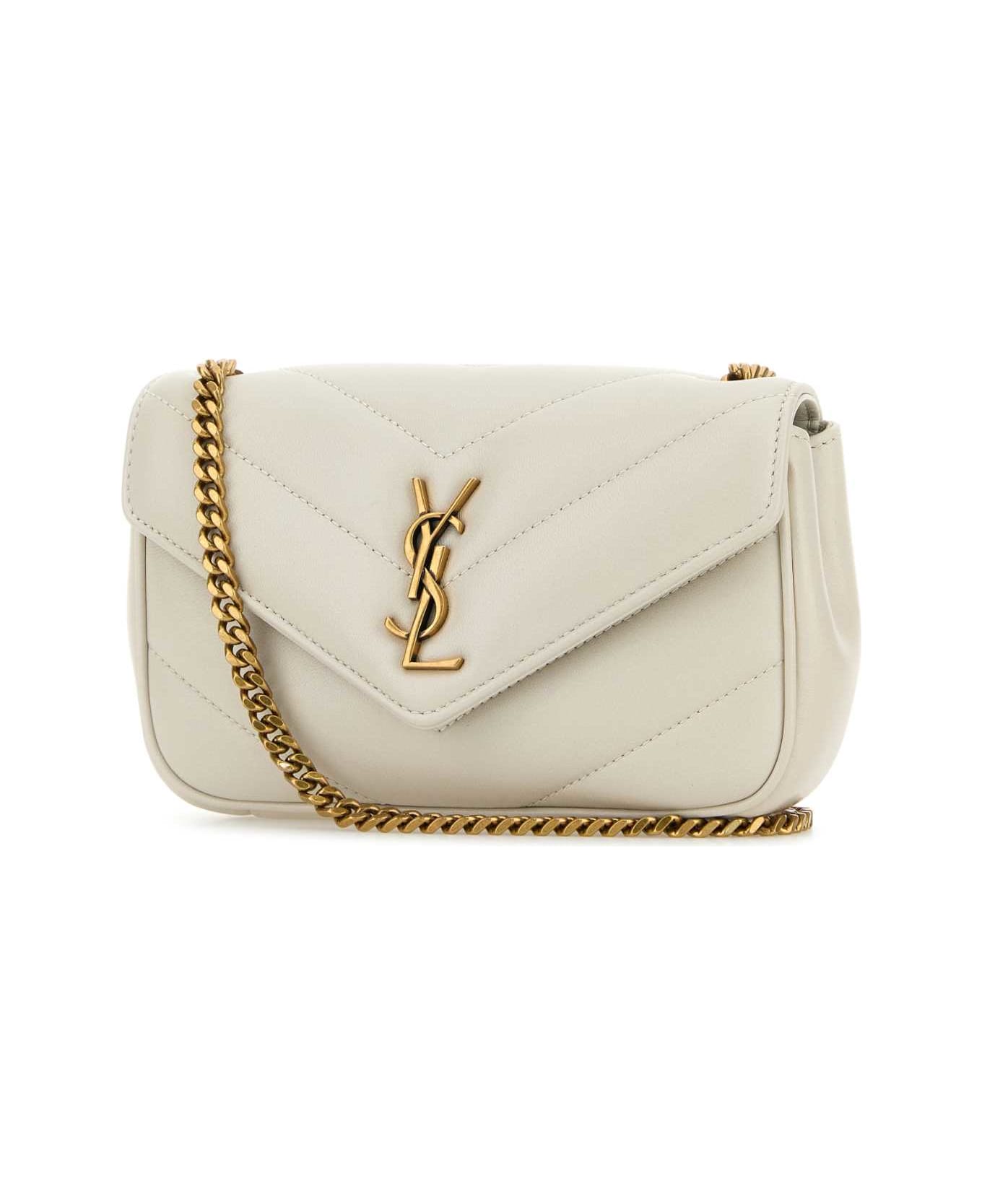 Saint Laurent Ivory Leather Mini Loulou Crossbody Bag - CREMA SOFT