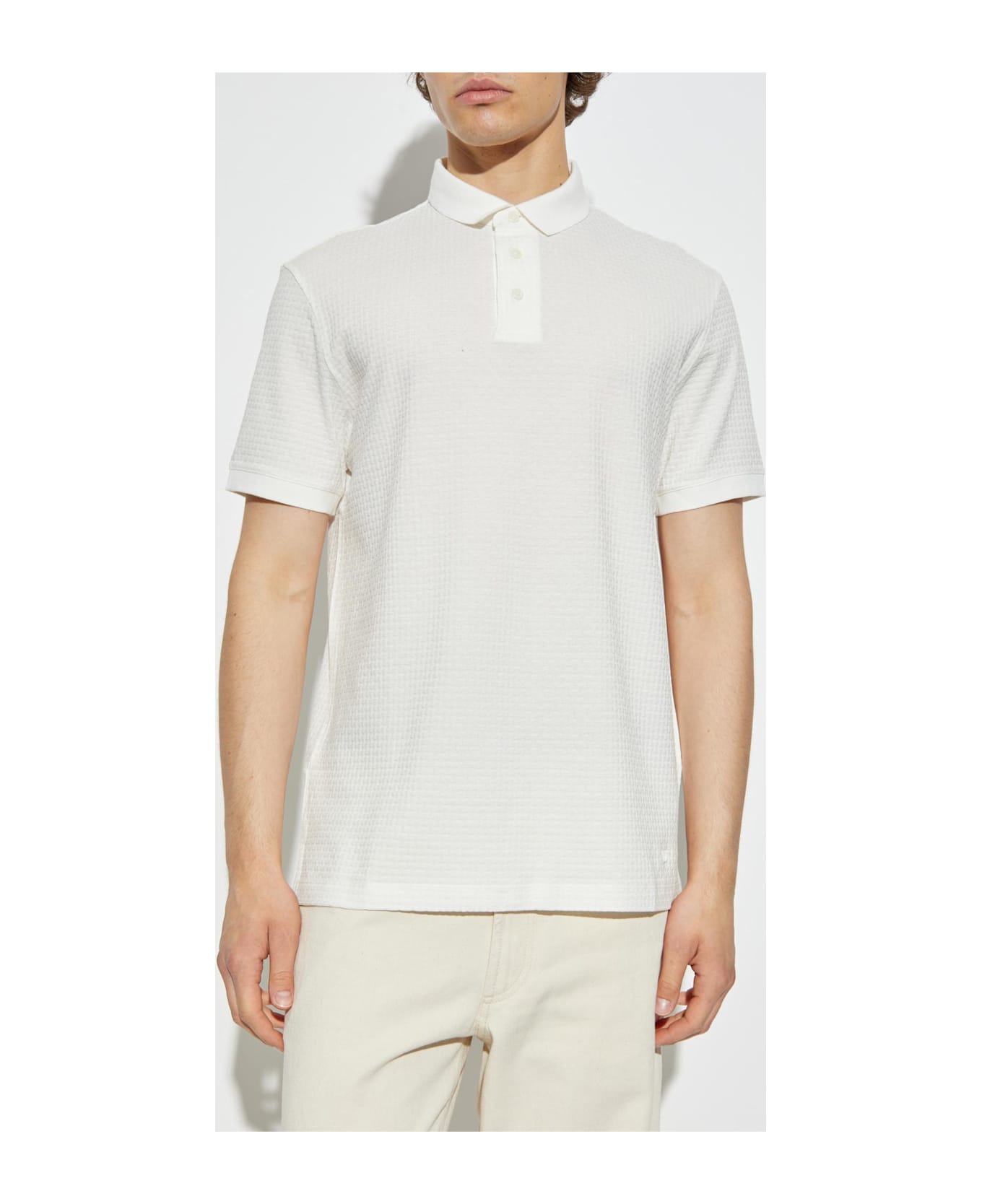 Emporio Armani Patterned Polo - White