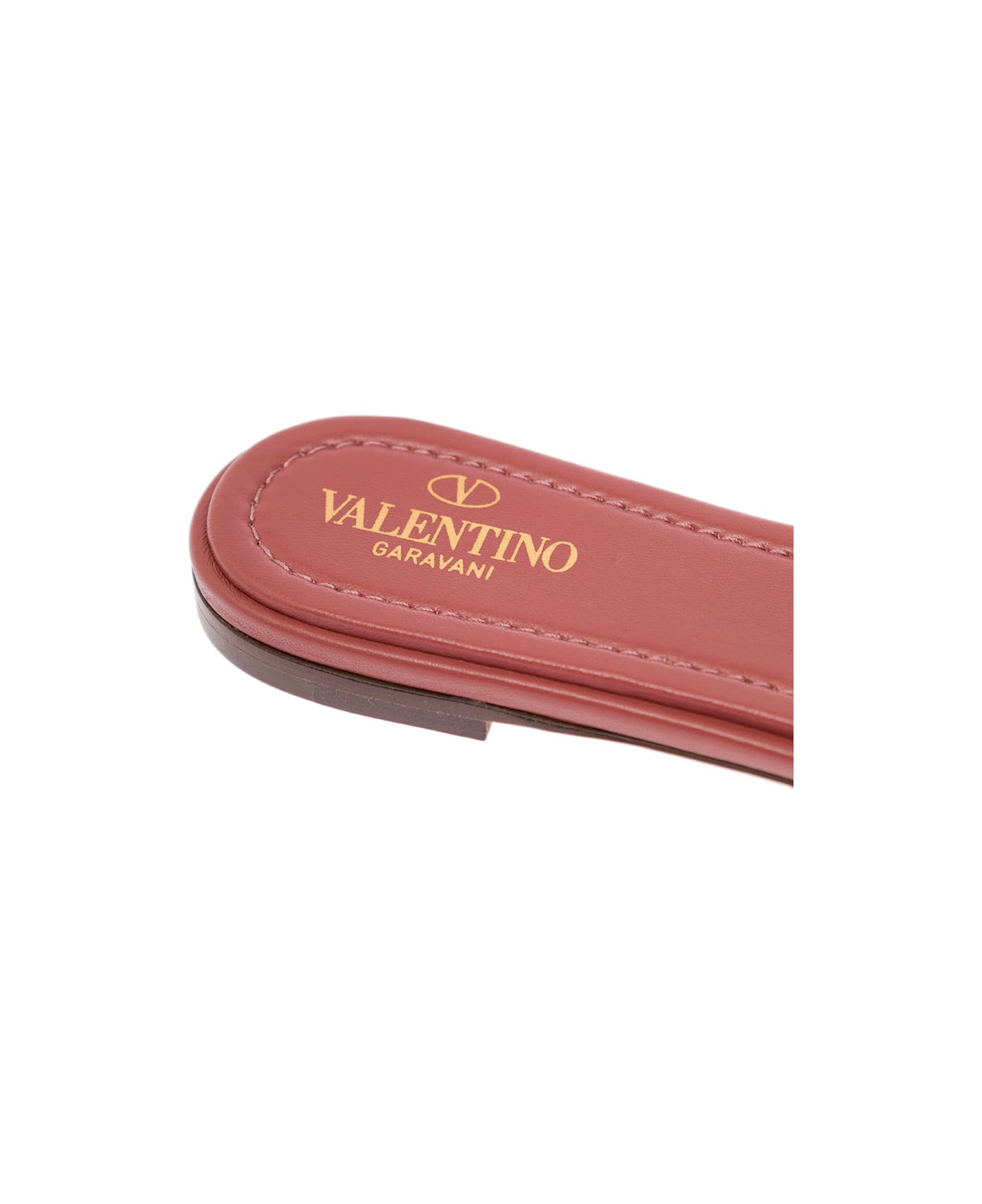 Valentino Garavani Woman's Rockstud Brown Leather Slide shoe-care - Brown