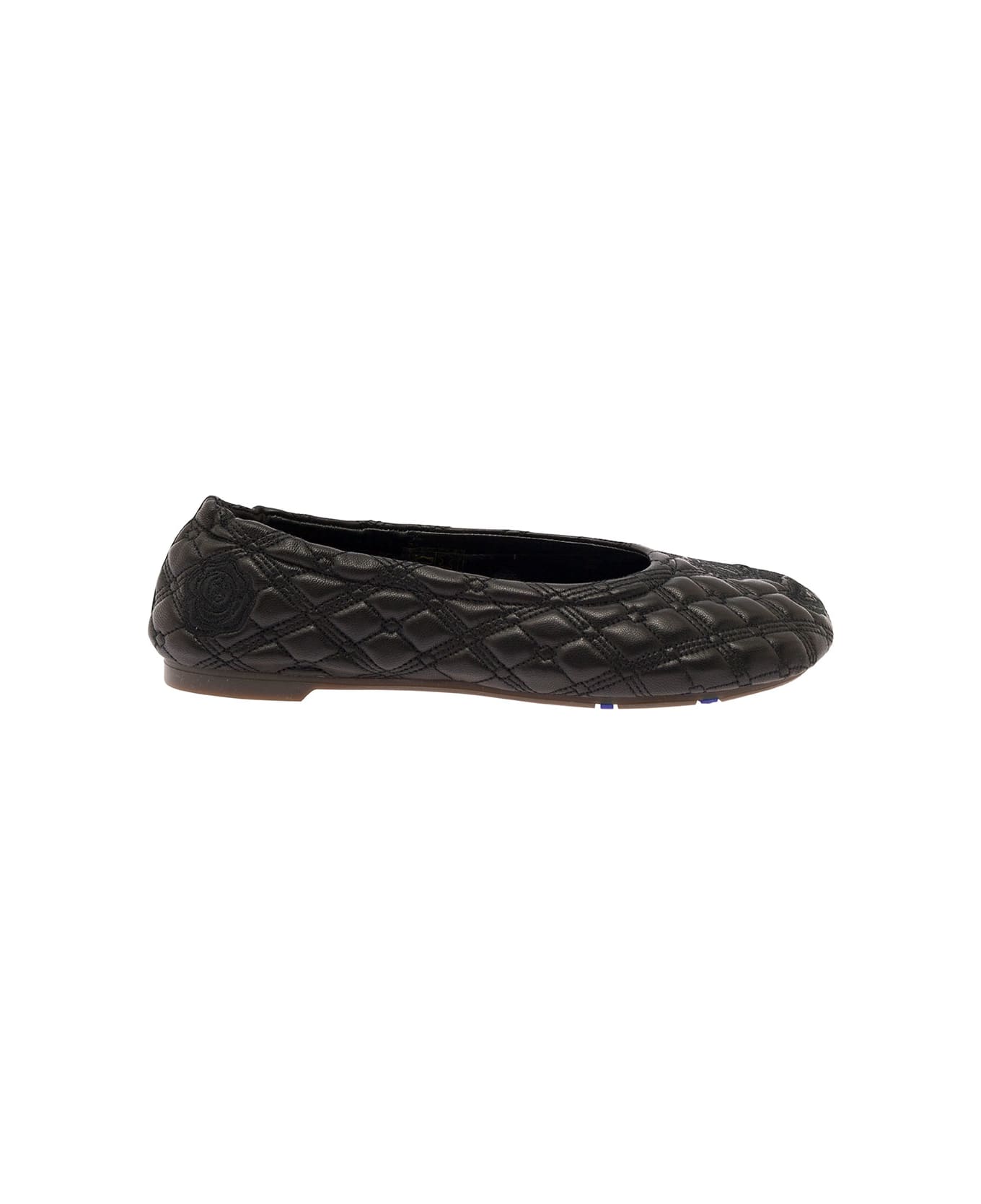Burberry Black Ballet Flats With Equestrian Knight Embroidery In Matelassé Leather Woman - Black