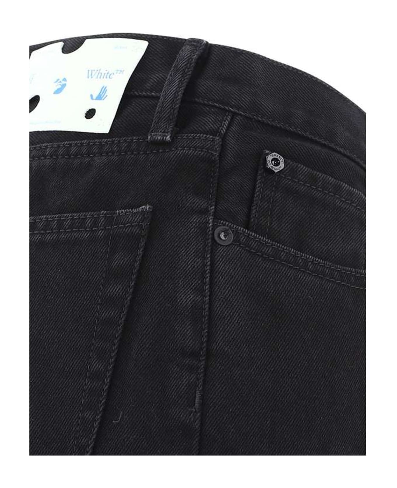 Off-White Cotton Logo Denim Jeans - Black デニム