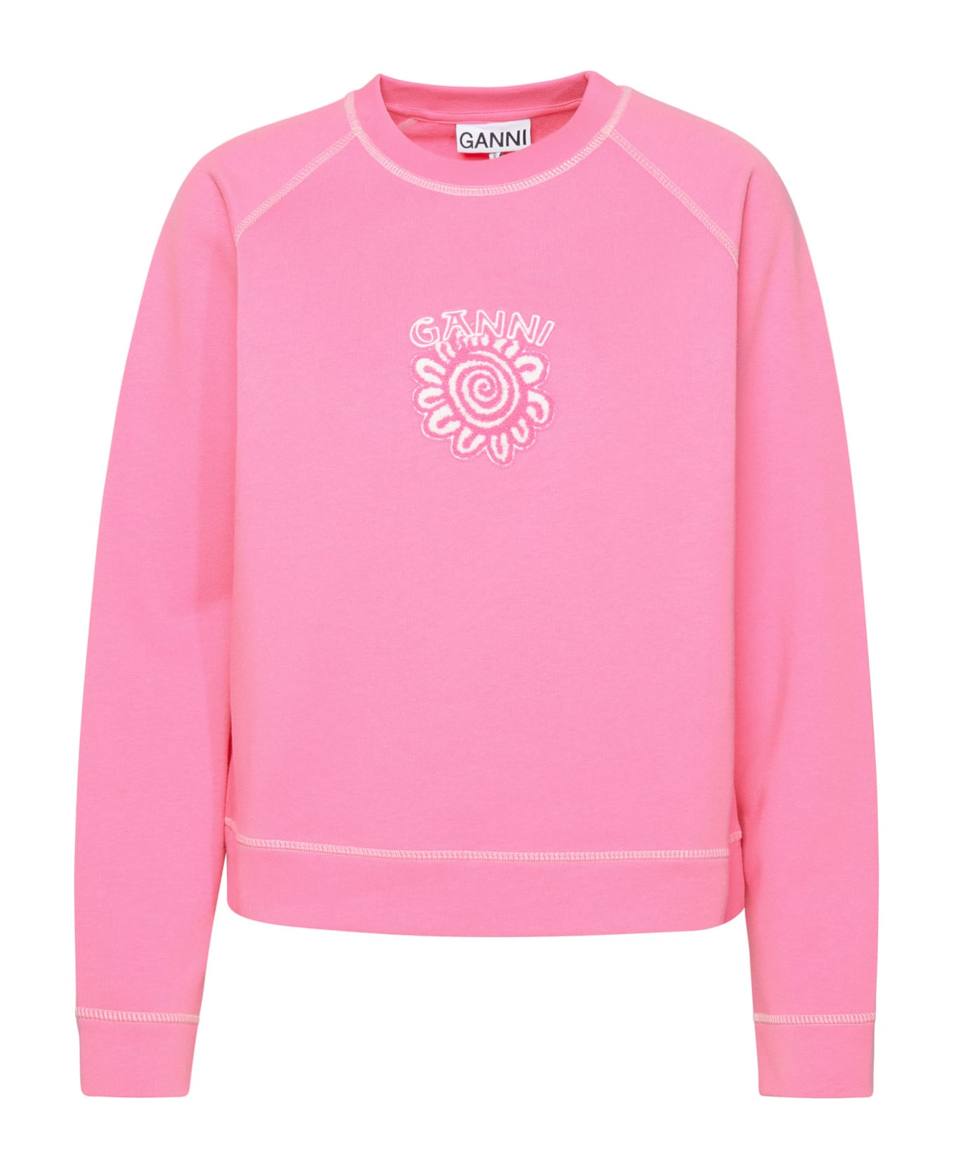 Ganni 'isoli' Sweatshirt In Pink Organic Cotton - Pink