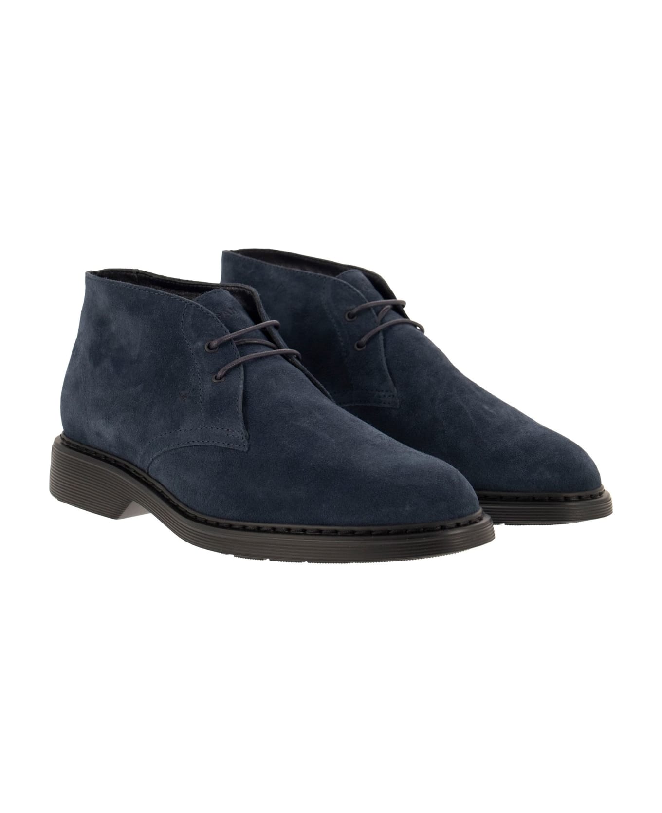 Hogan H576 - Suede Ankle Boots - Navy Blue ブーツ