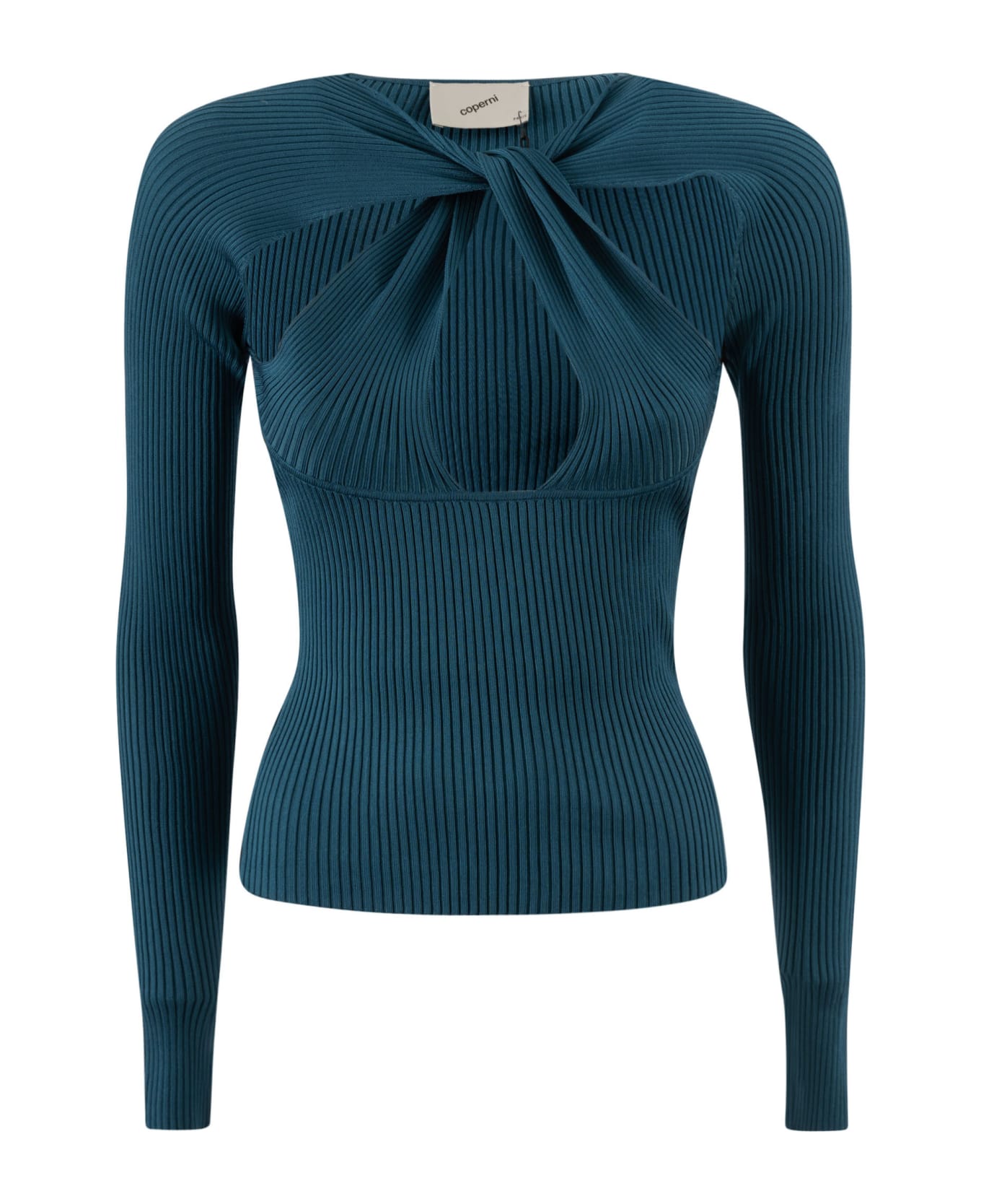 Coperni Twisted Cut-out Knit Top - Peacock