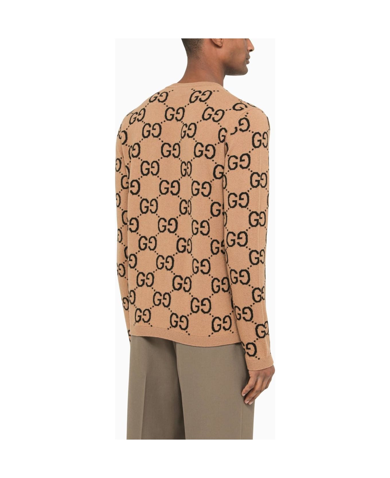 Gucci Sweater In Wool Gg Camel - Camel