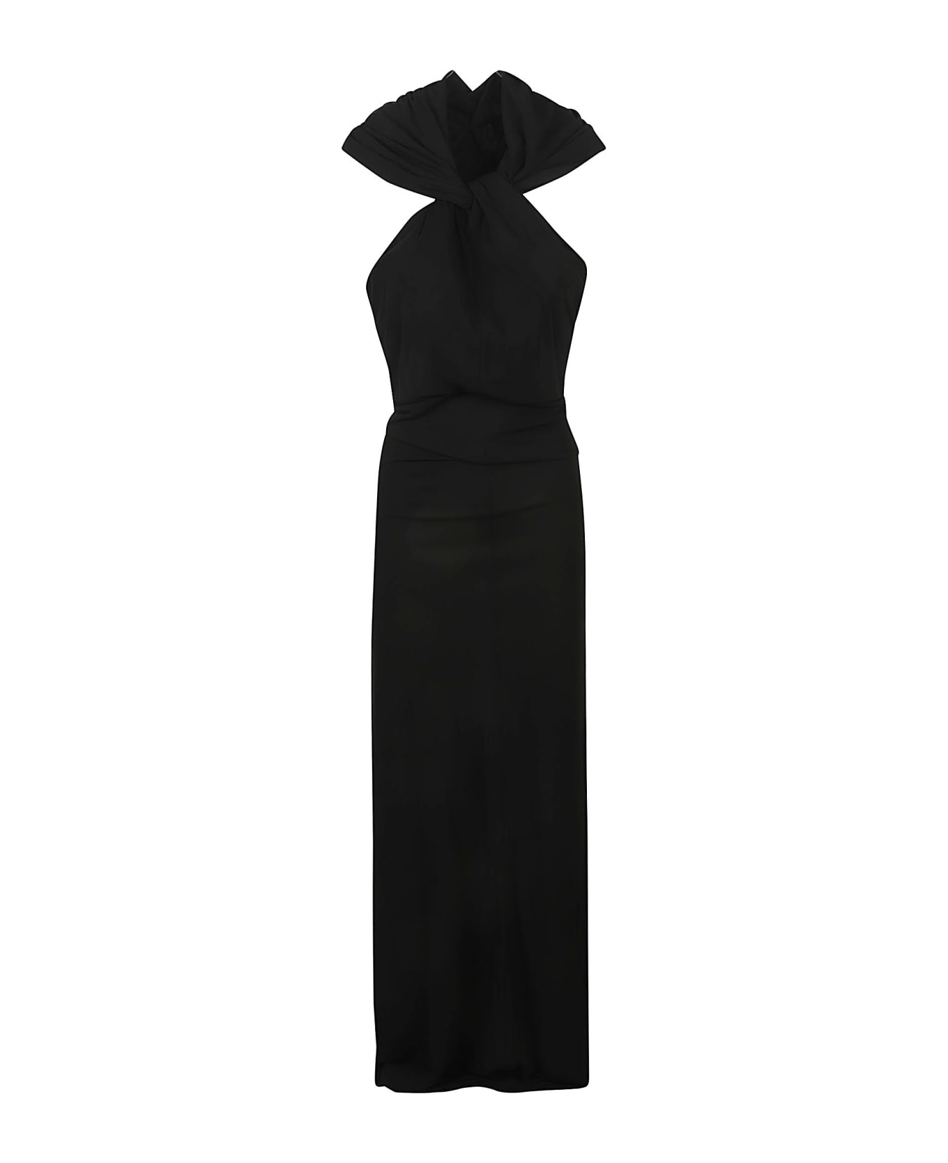Saint Laurent Scarf Detail Long Dress - Nero