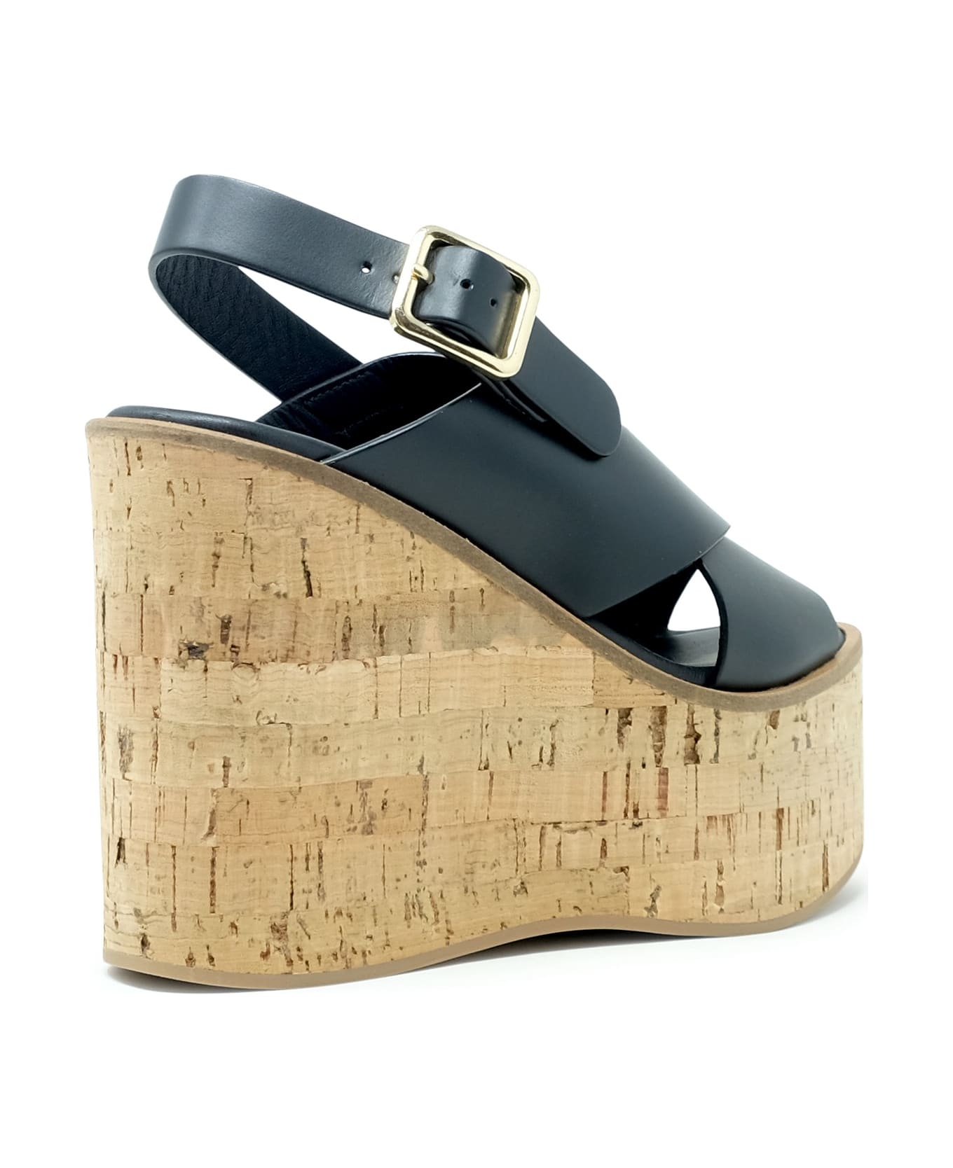 Paloma Barceló Paloma Barcelo Black Leather Begonia Wedge Sandals - BLACK