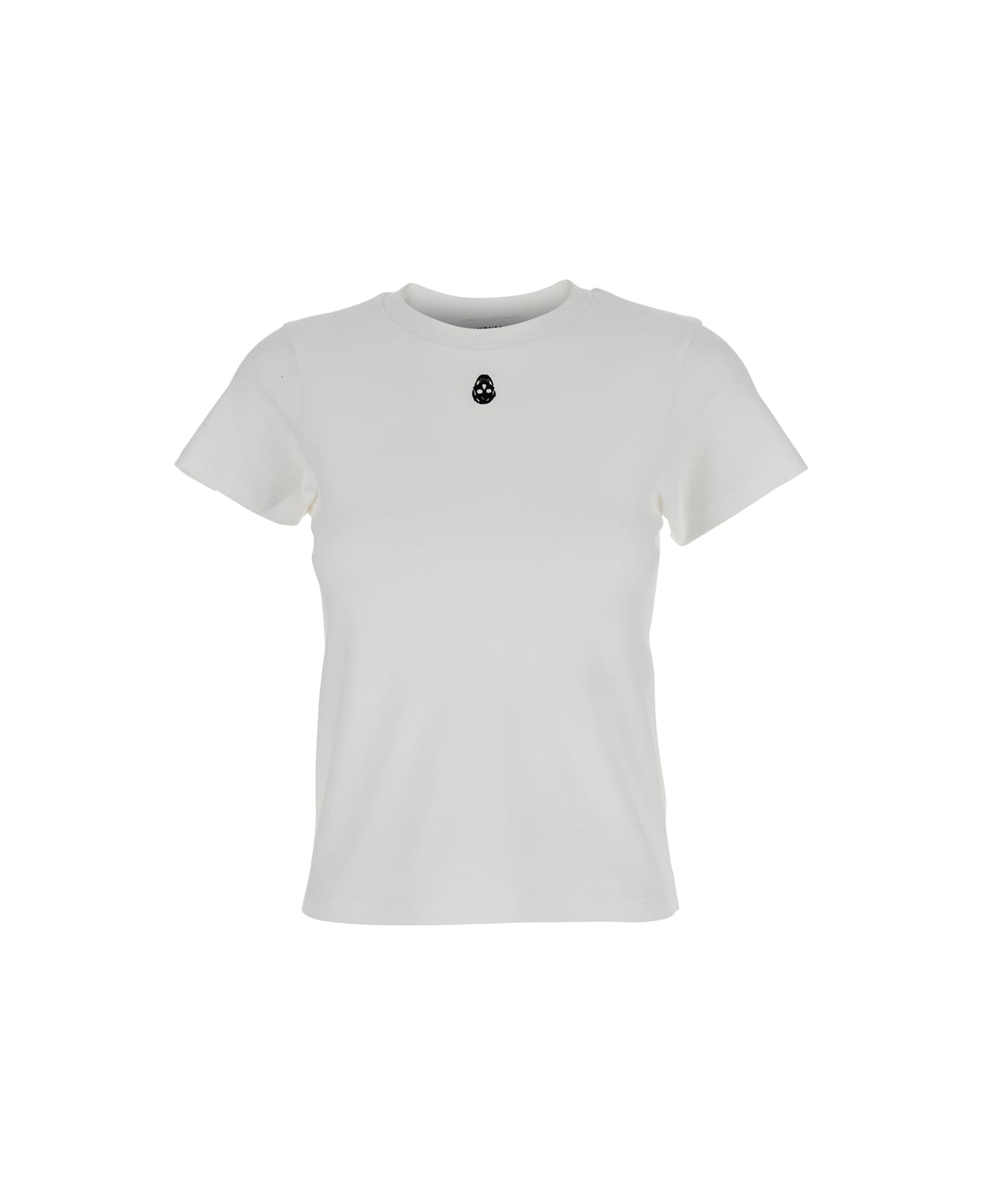 Alexander McQueen White Crewneck T-shirt With Skull Embroidery On The Front In Cotton Woman - White