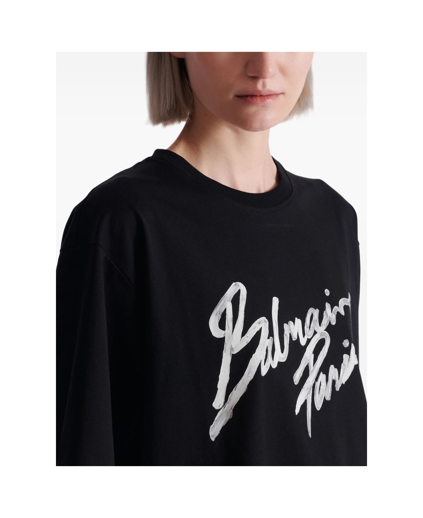 Balmain Logo Cotton T-shirt - Black