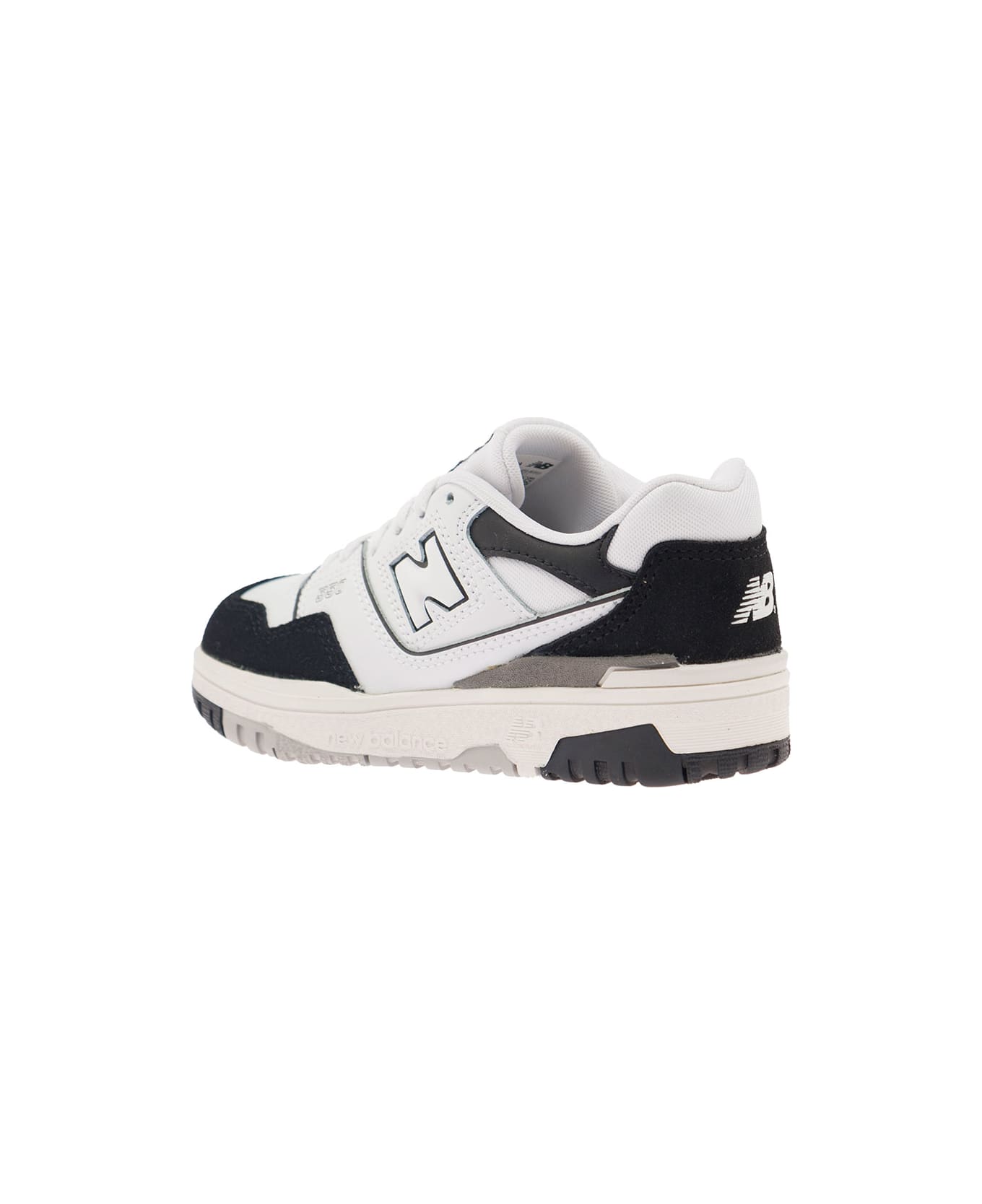 New Balance 
550
 White And Black Sneakers With Side Logo And Suede Inserts In Leather Boy - Multicolor