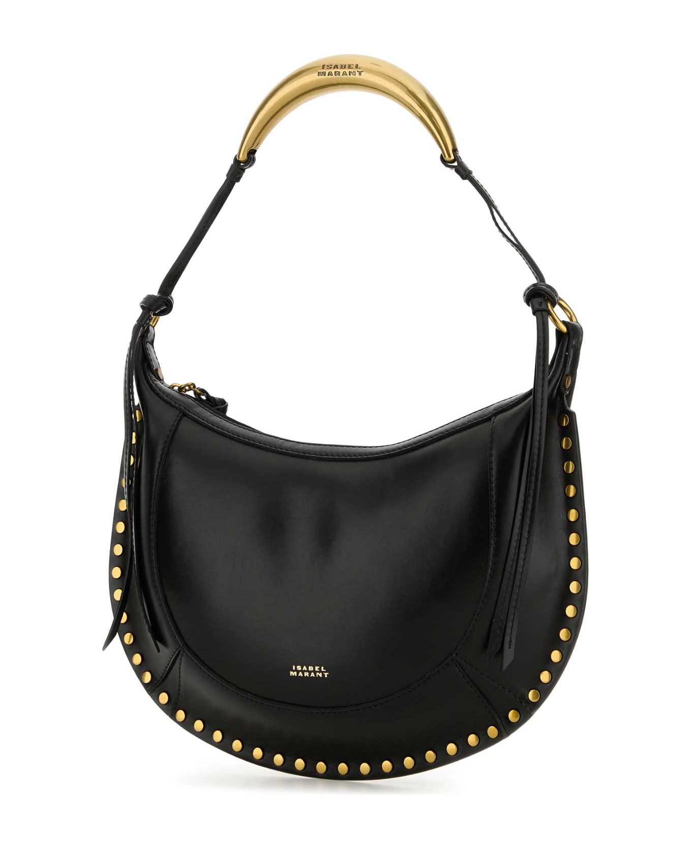 Isabel Marant Black Leather Naoko Shoulder Bag - BLACK/GOLD