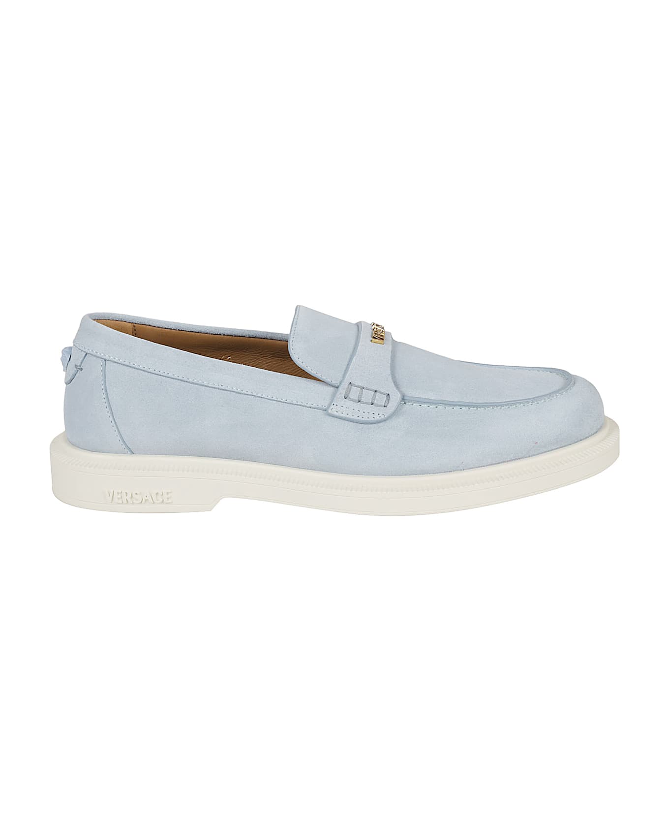 Versace Logo Detail Loafers - Blue Hydrangea
