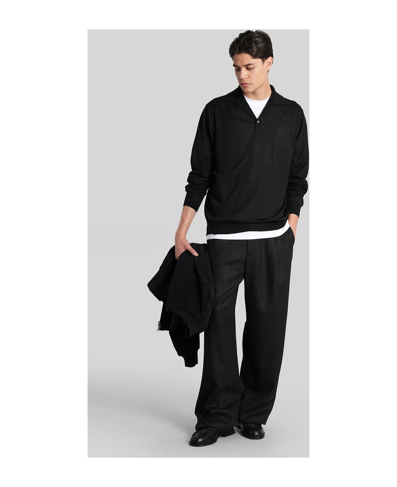Lardini Polo In Black Wool - black