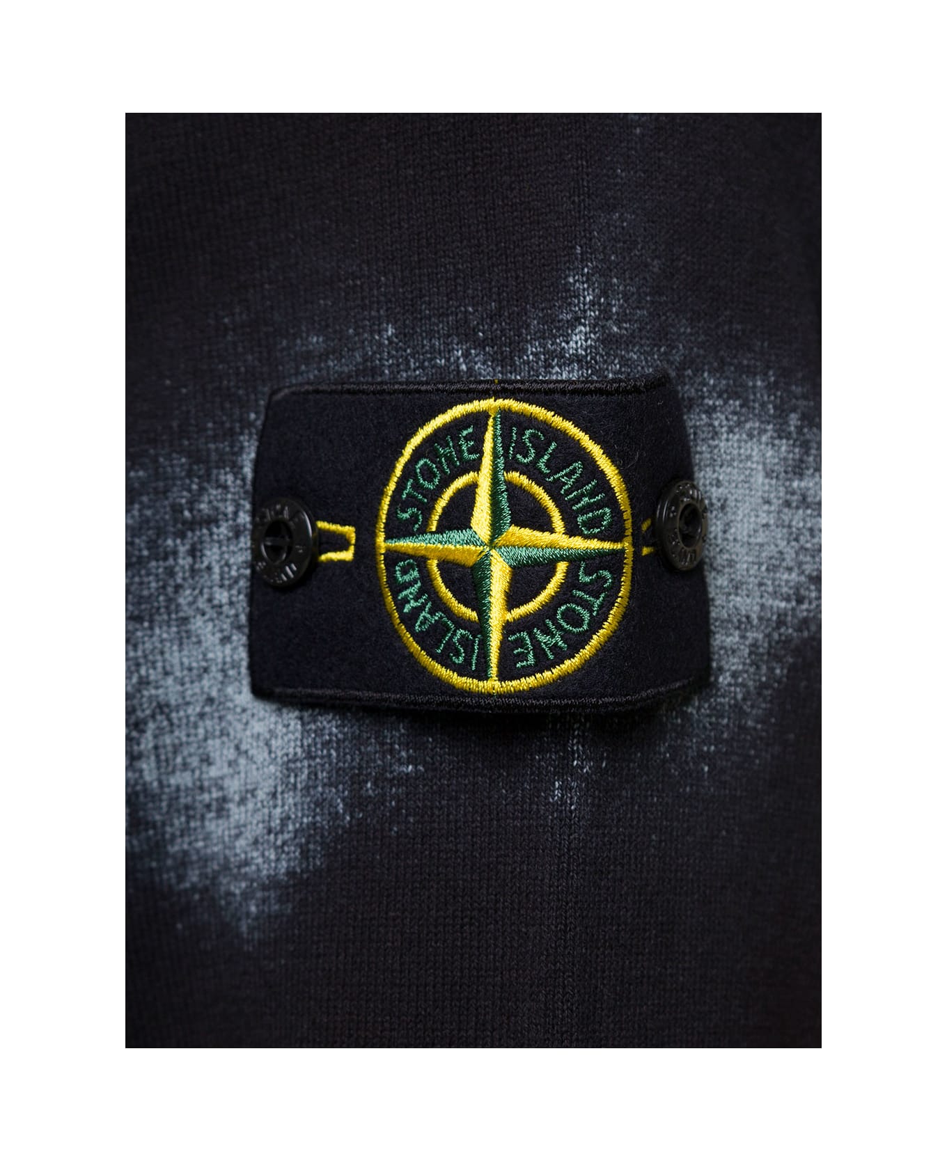 Stone Island Black Crewneck Sweatshirt With Logo Patch And Fade Effect In Cotton Man - Black