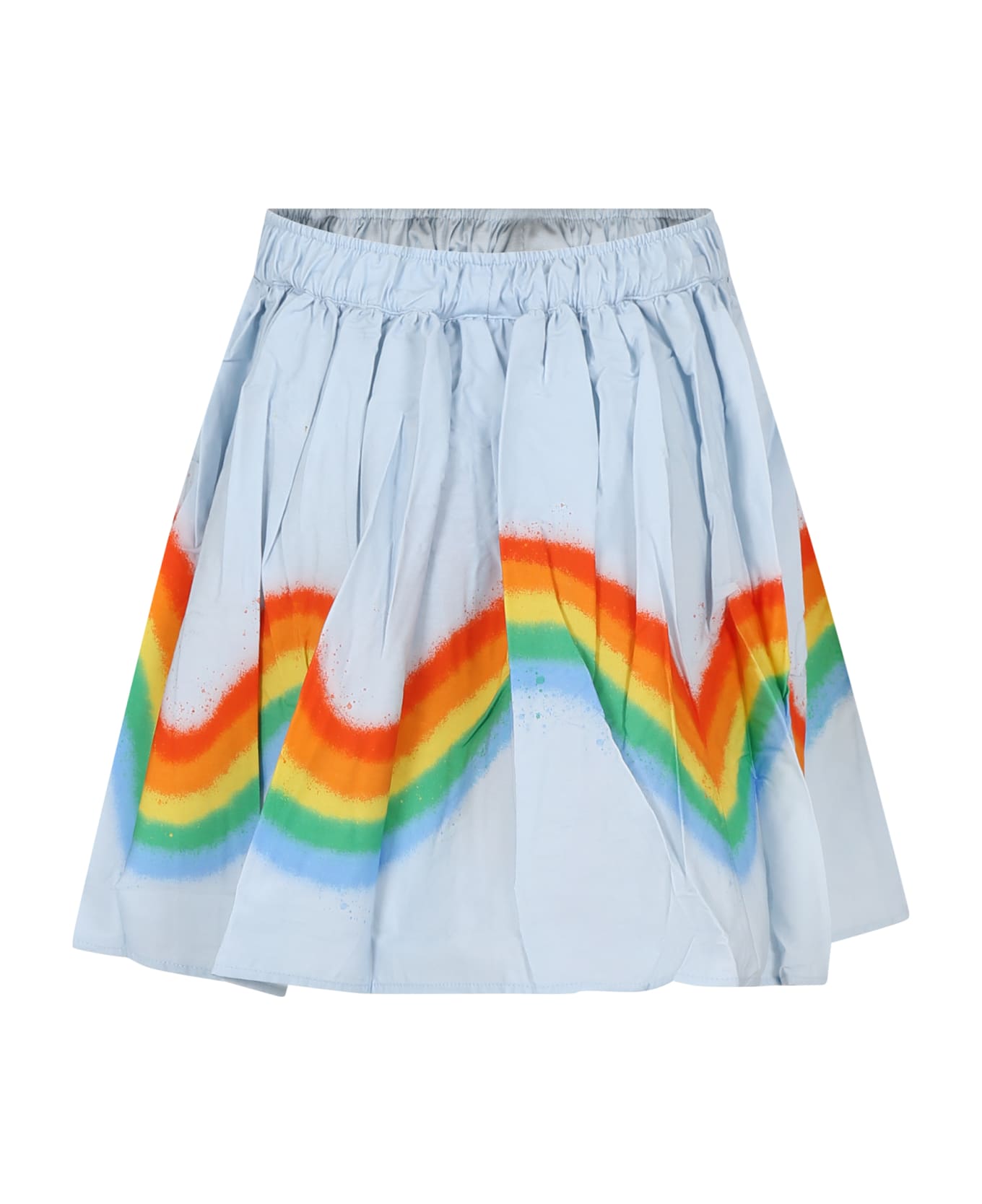 Molo Casual Sky Blue Skirt Bonnie For Girl With Rainbow - Light Blue