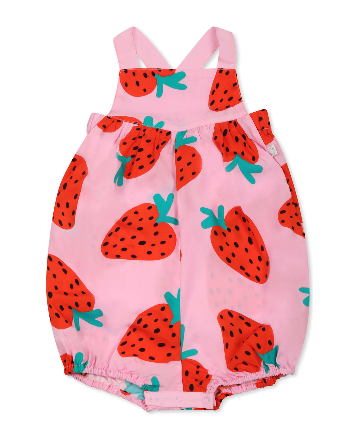 Stella McCartney Kids Pink Romper For Baby Girl With Strawberries - Pink