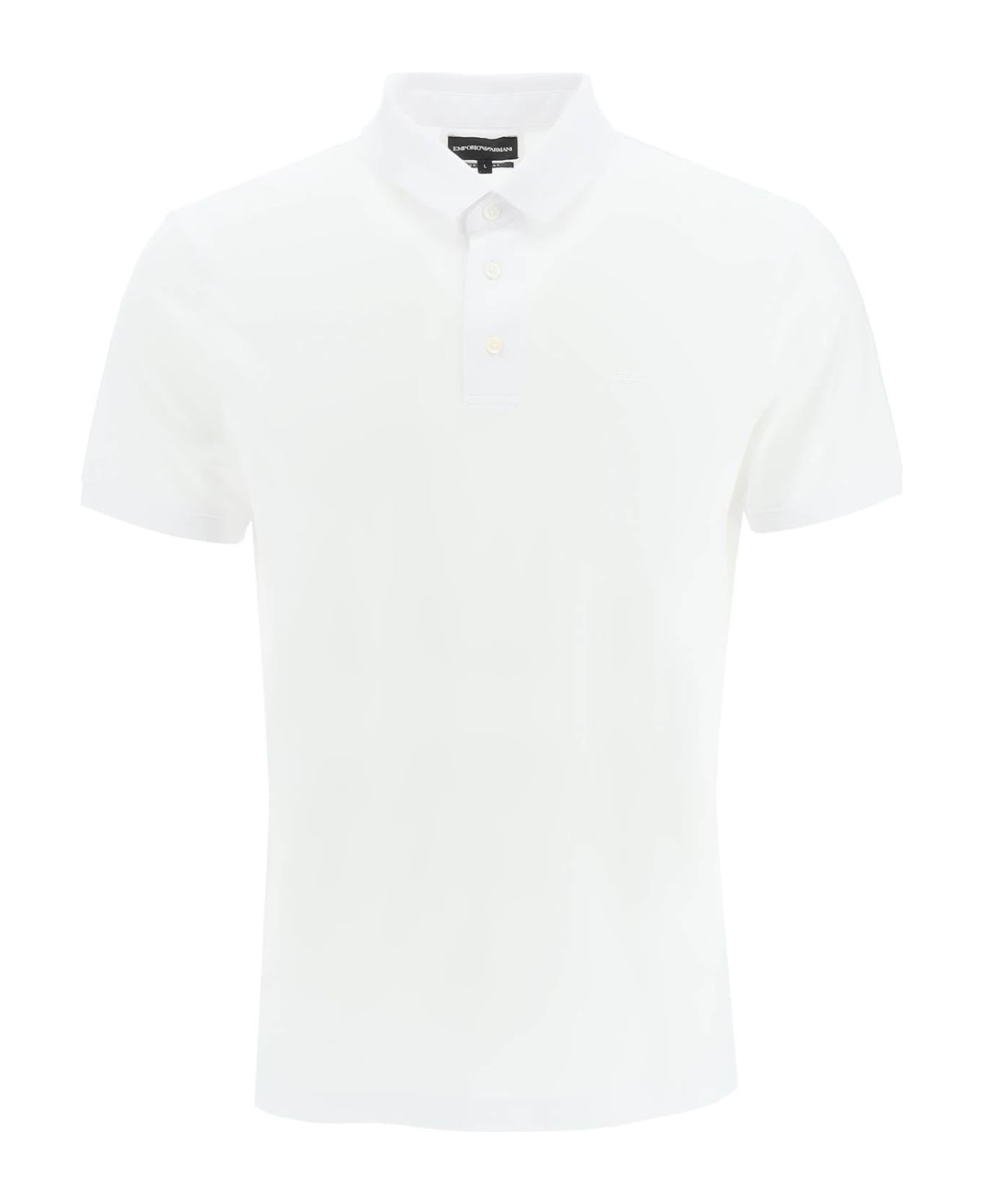 Emporio Armani Lyocell And Cotton Polo Shirt With Micro Logo Emporio Armani - BIANCO OTTICO (White) ポロシャツ