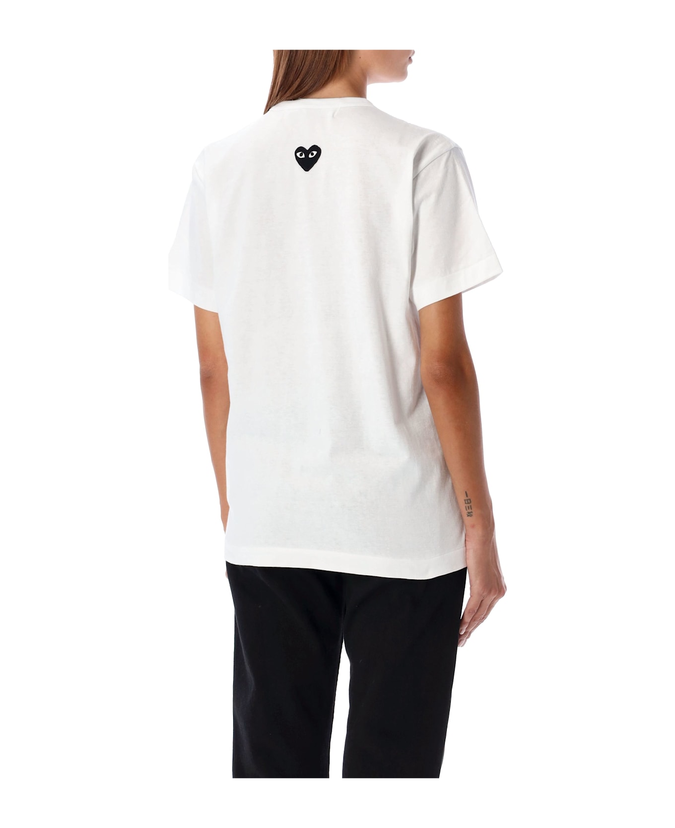 Comme des Garçons Play Back Black Heart Patch Tee - WHITE