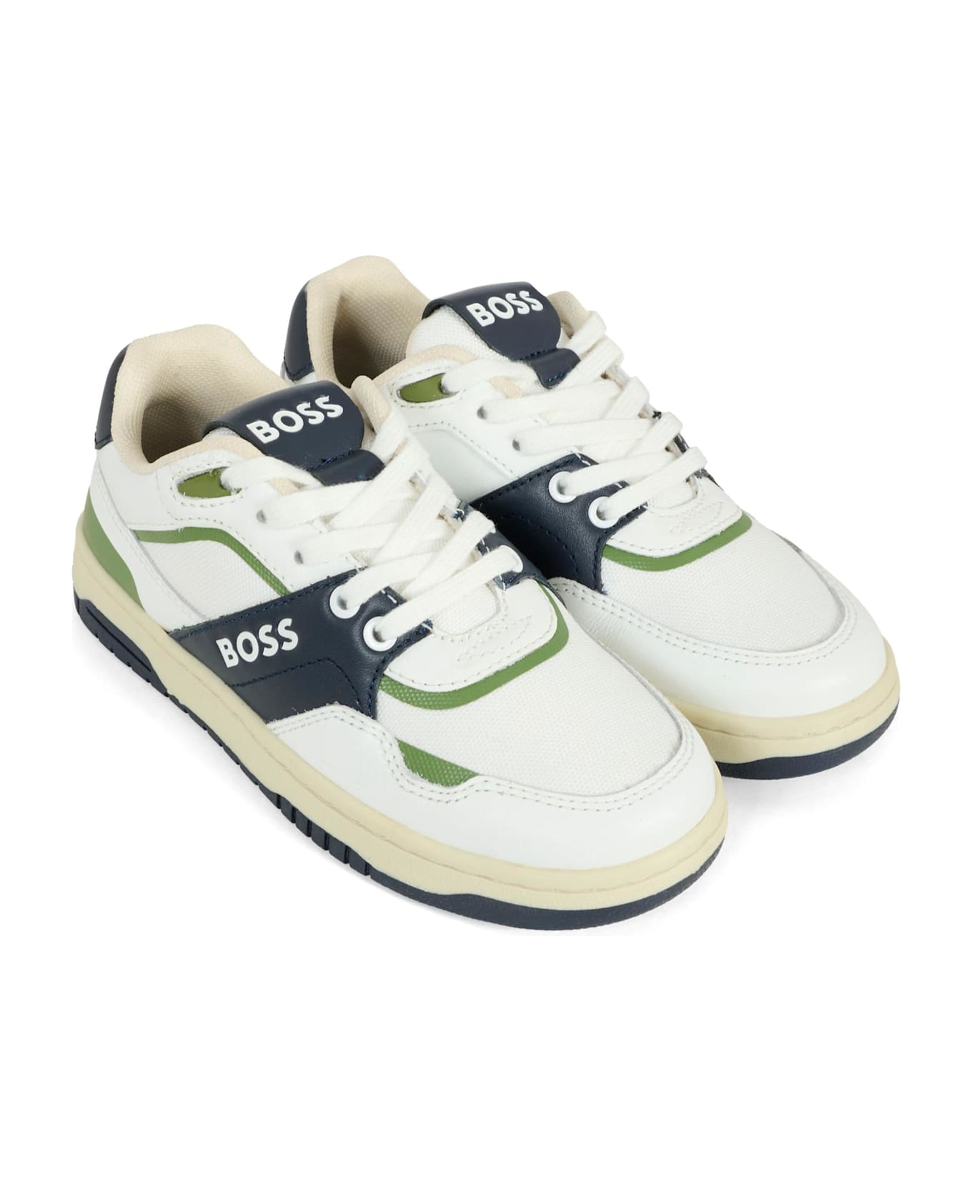 Hugo Boss White Sneakers For Boy With Logo - White