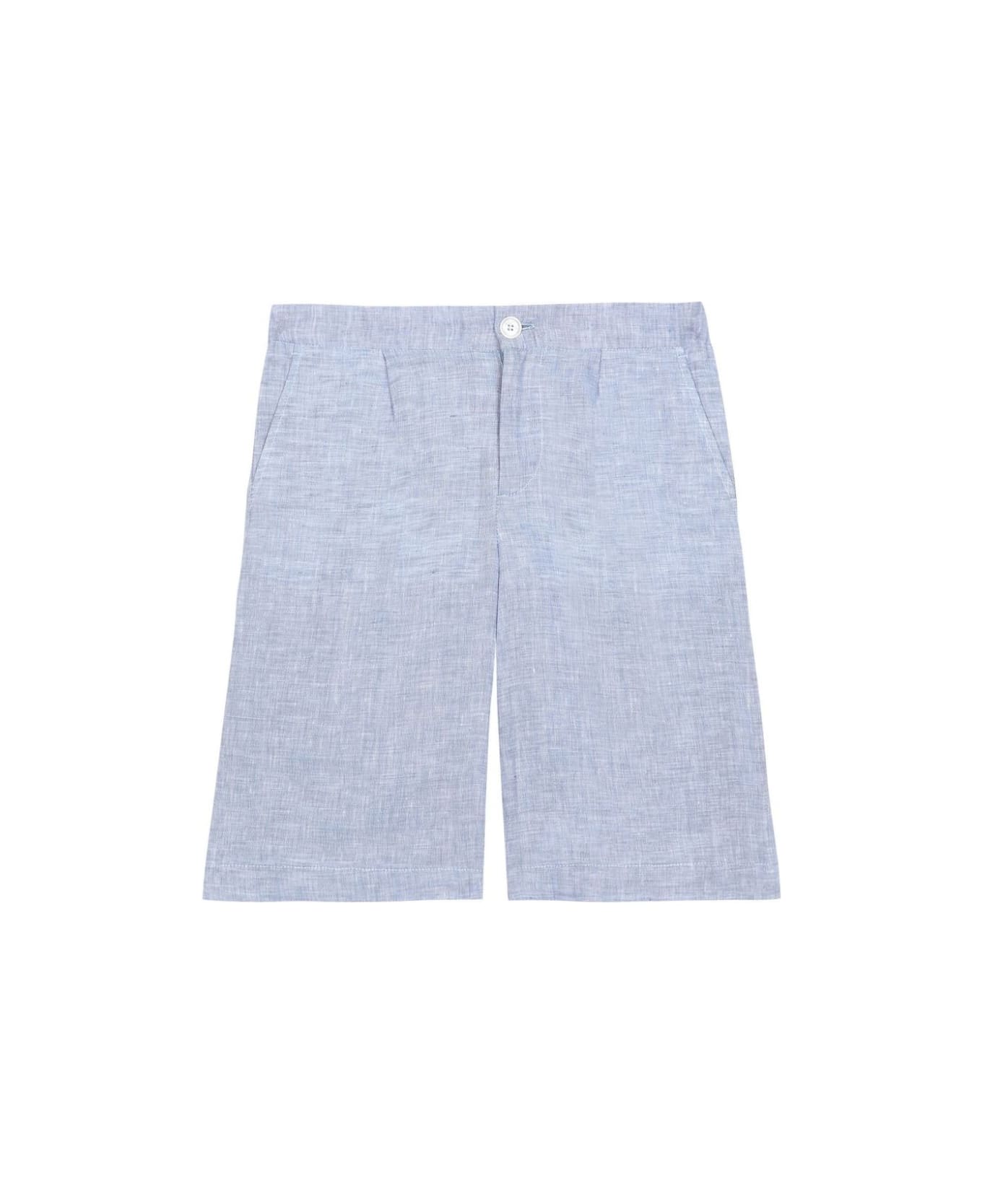 Dolce & Gabbana Light Blue Linen Bermuda Shorts - Blue ボトムス