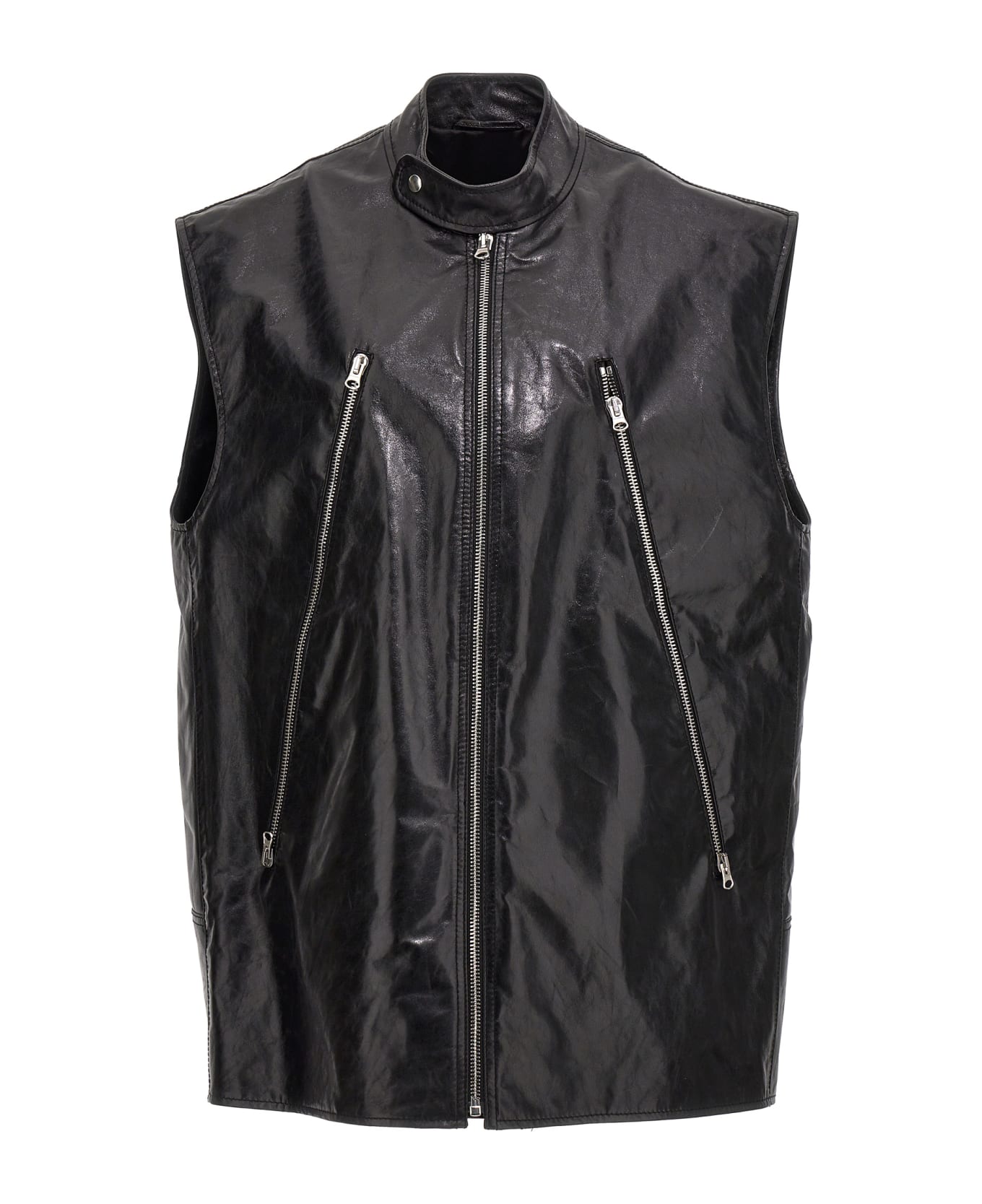 MM6 Maison Margiela Oversize Leather Vest - Black  