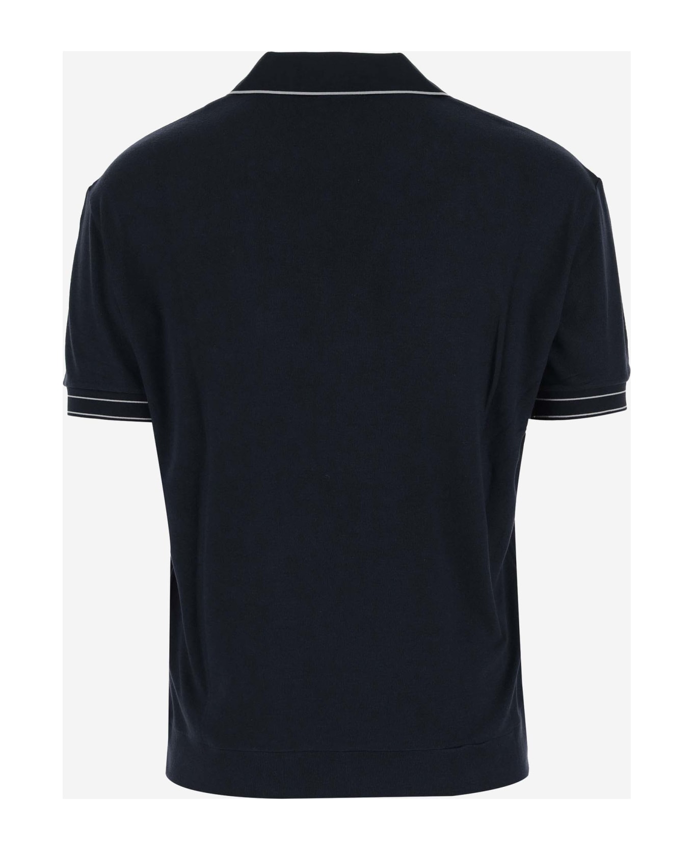 Giorgio Armani Wool And Viscose Blend Polo Shirt - BLUE ポロシャツ