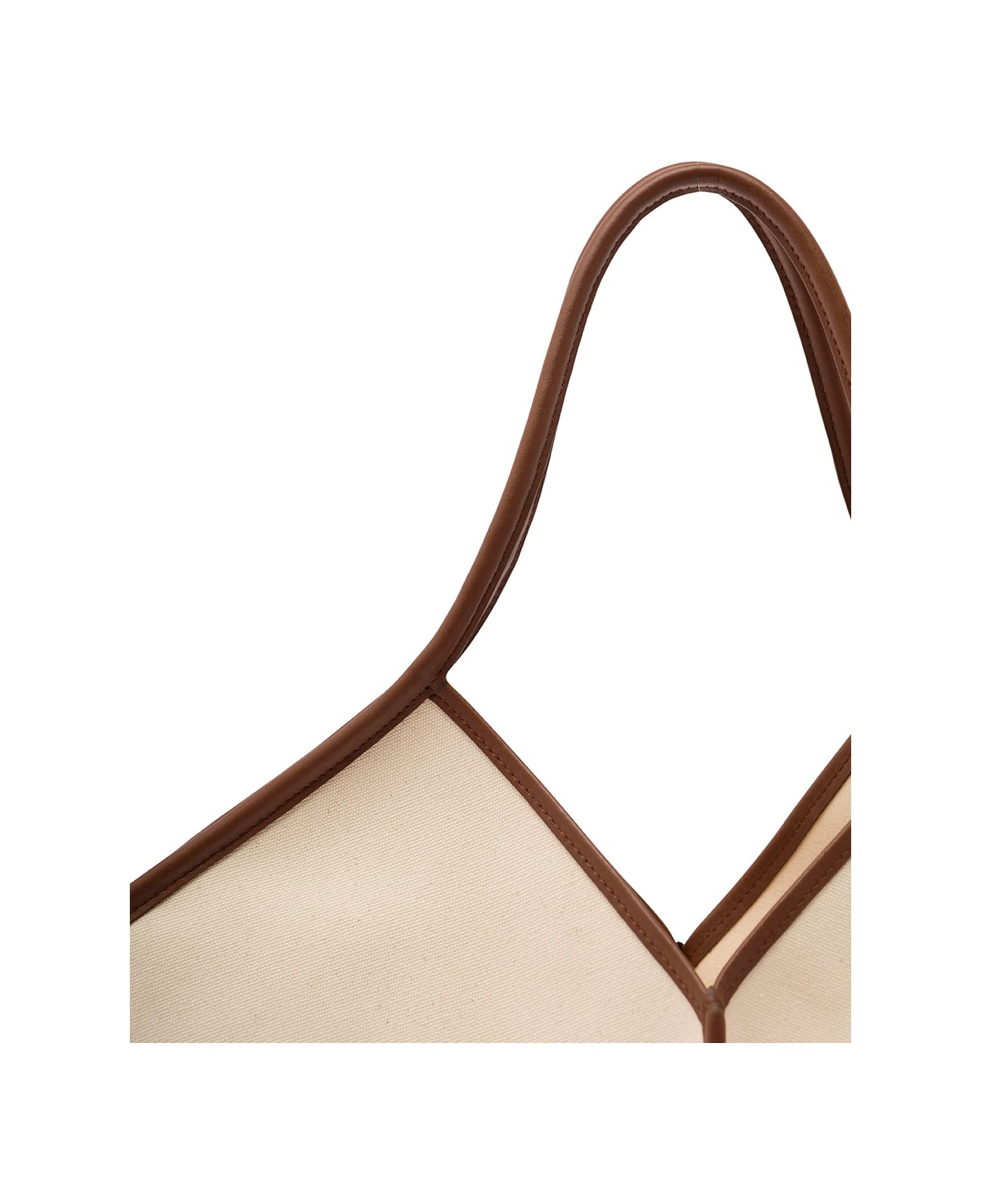 Hereu 'calella' Beige Tote Bag With Brown Leather Trim In Suede Woman - Beige