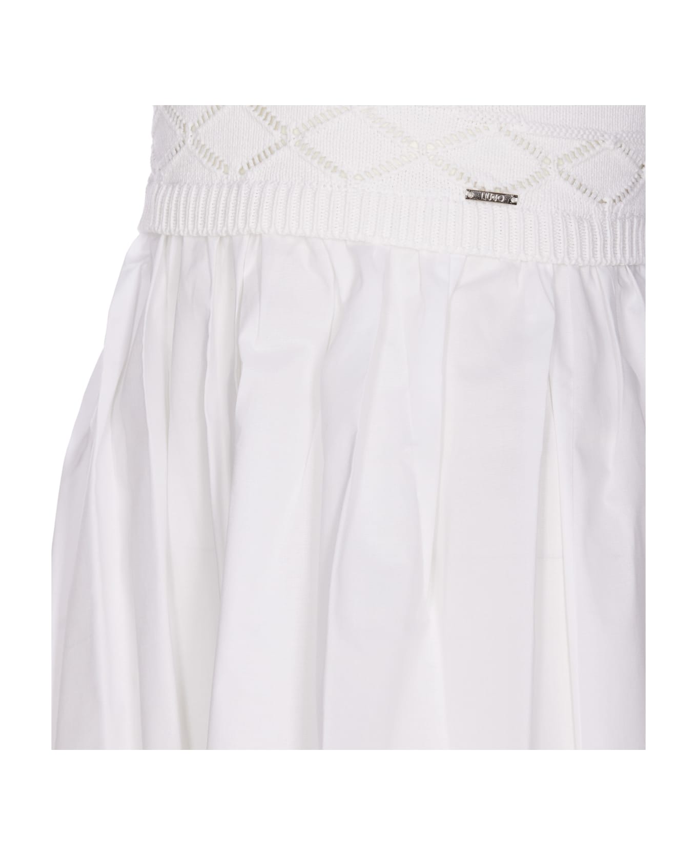 Liu-Jo Knitted And Popeline Short Dress - White ワンピース＆ドレス