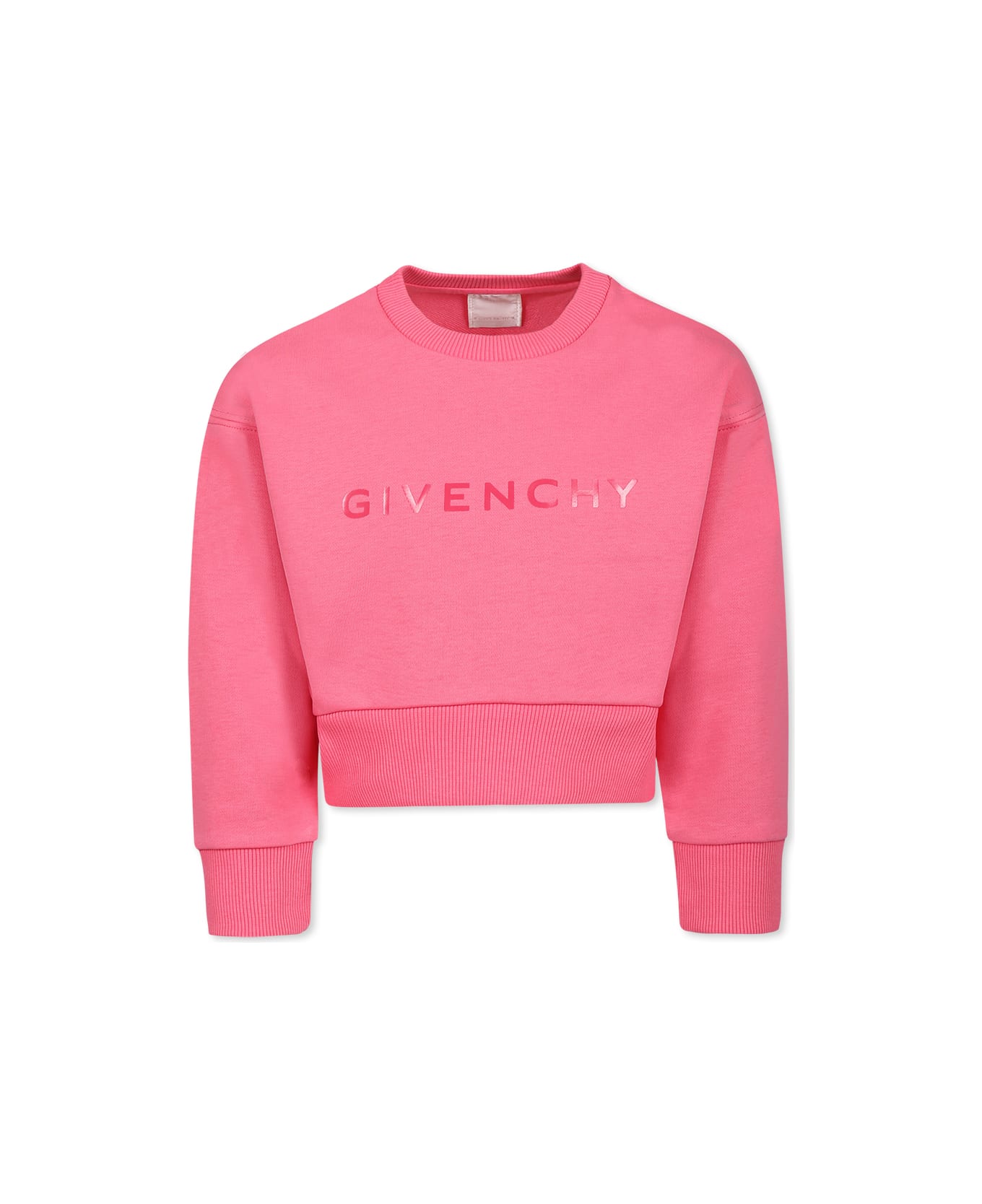 Givenchy Pink Crop Sweatshirt For Girl With Logo - Pink