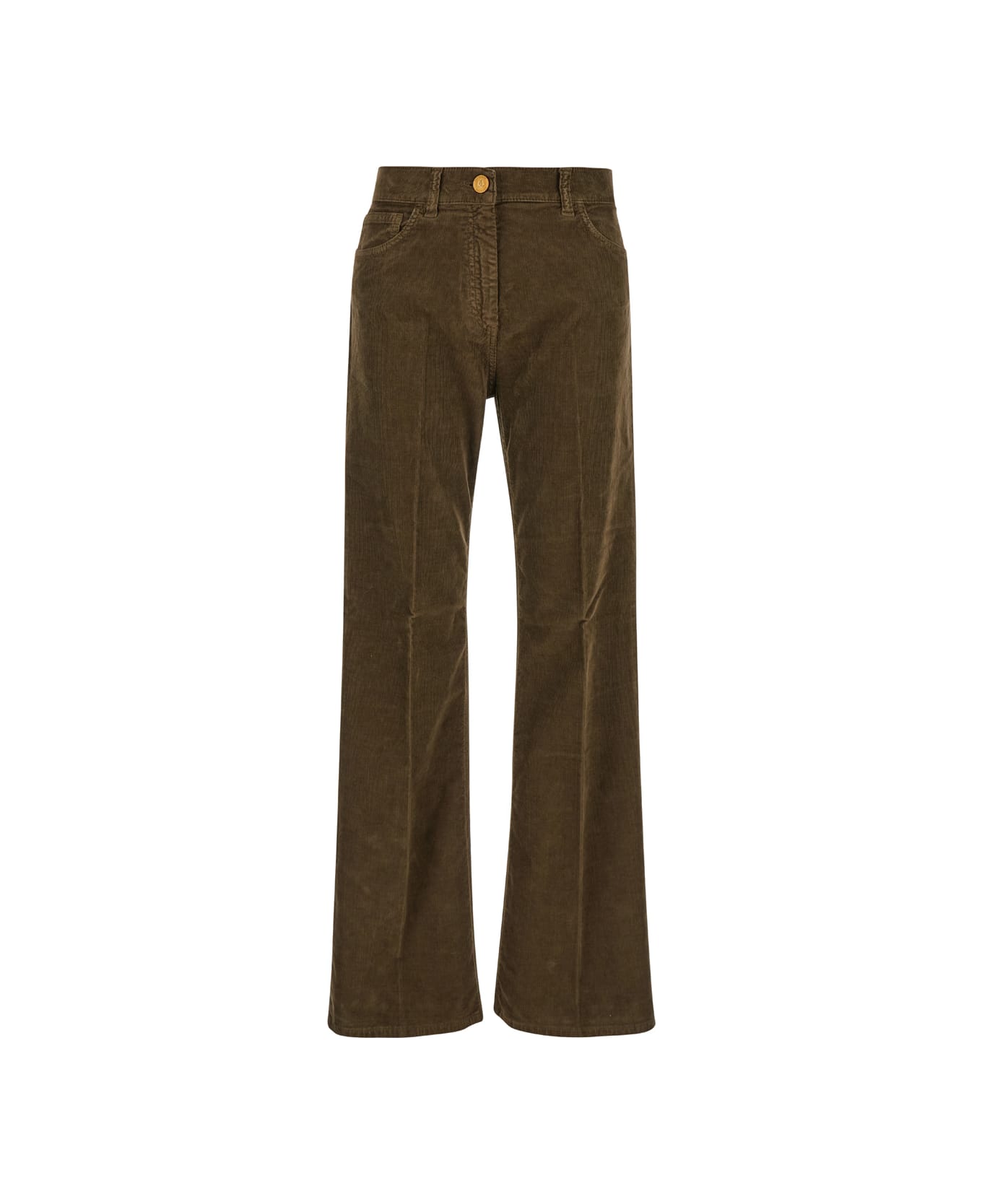 The Seafarer Brown Five-pocket Jeans In Courduroy Woman - Green