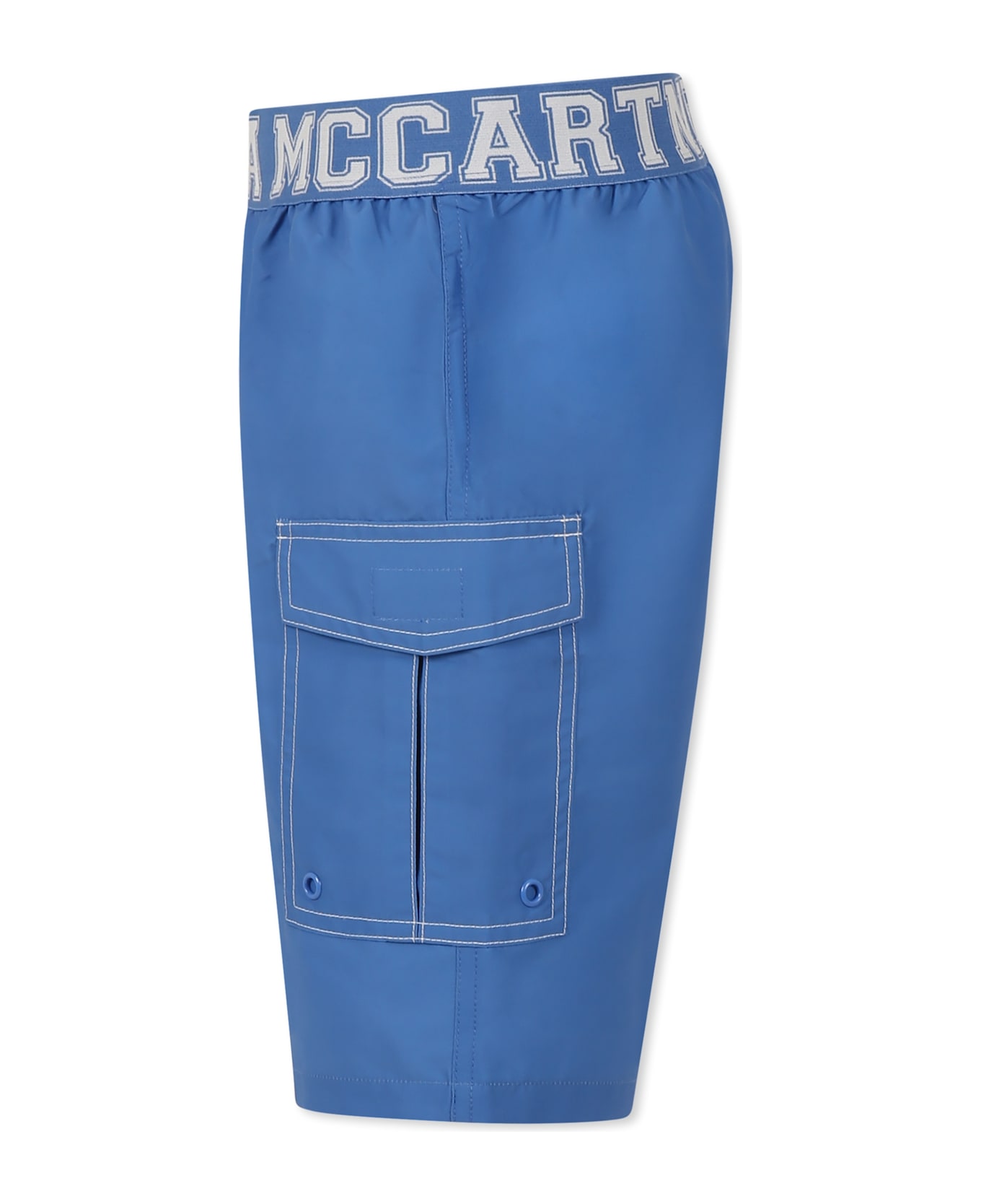 Stella McCartney Kids Blue Swim Shorts For Boy With Logo - Blue