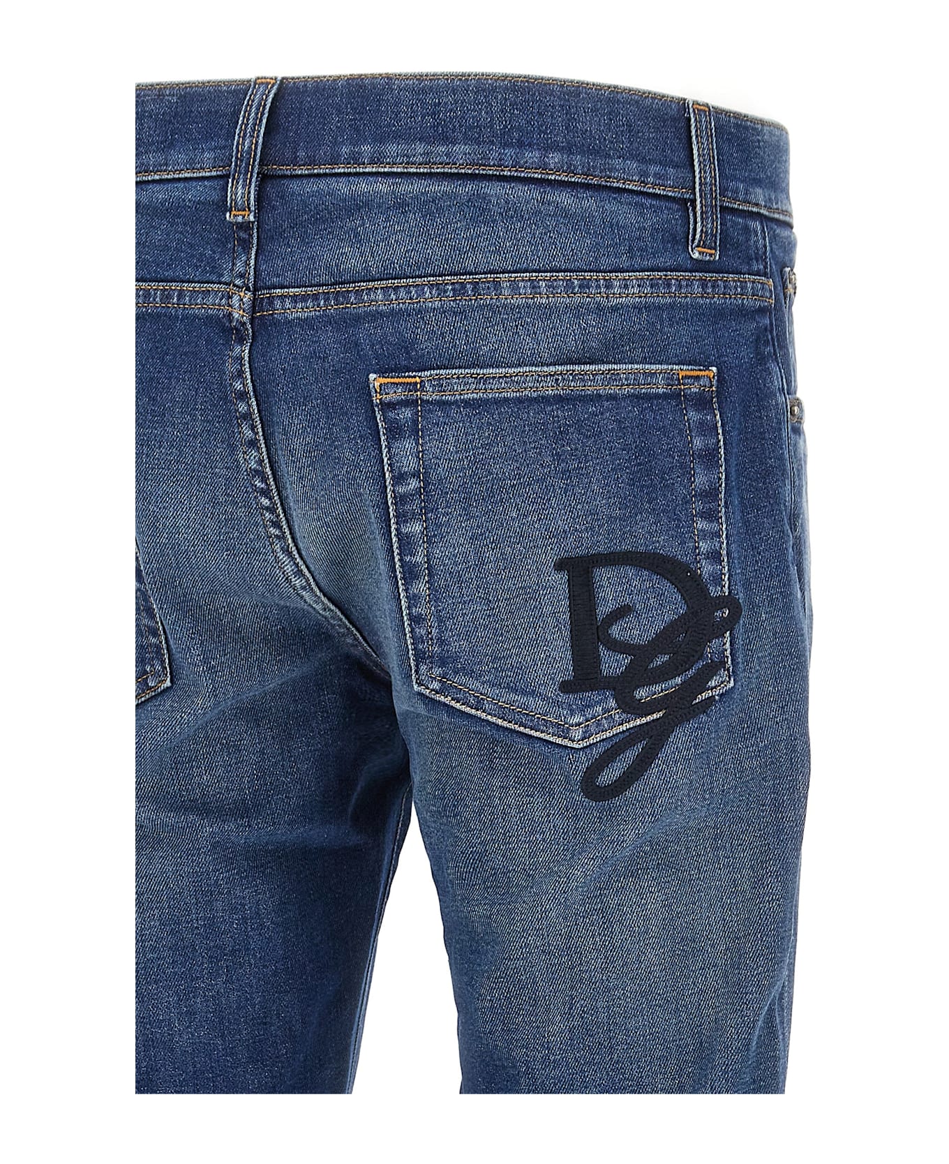 Dolce 
Gabbana Logo Embroidery Jeans - Blue