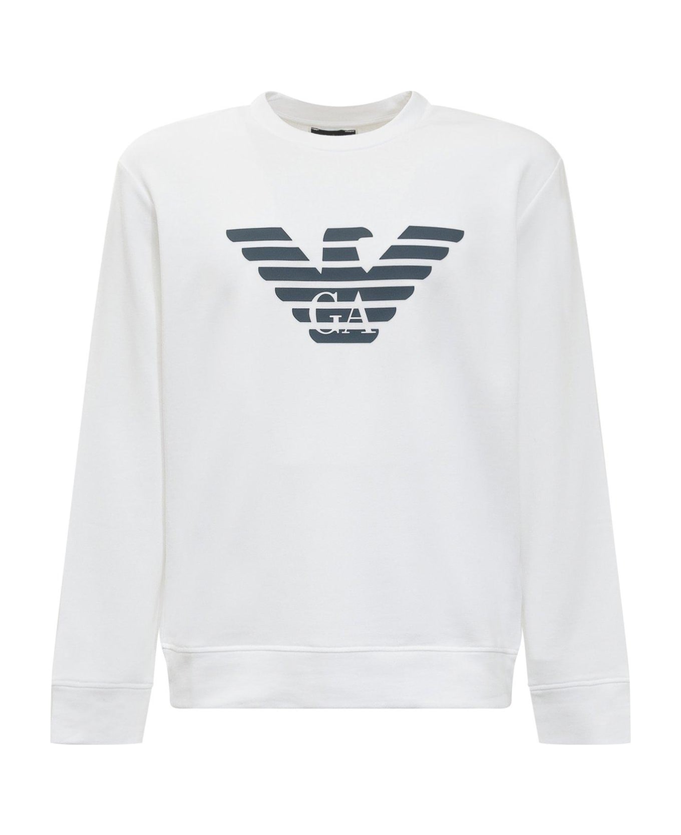 Emporio Armani Logo Print Long-sleeved Sweatshirt - WHITE フリース