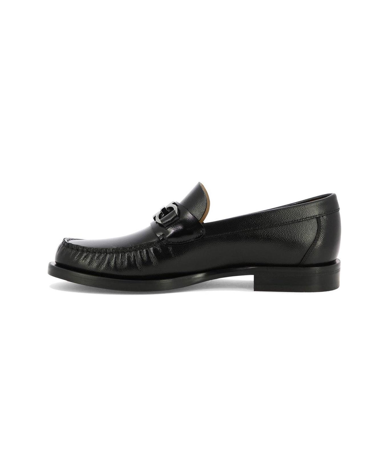 Ferragamo Gancini Detailed Slip-on Loafers - Black