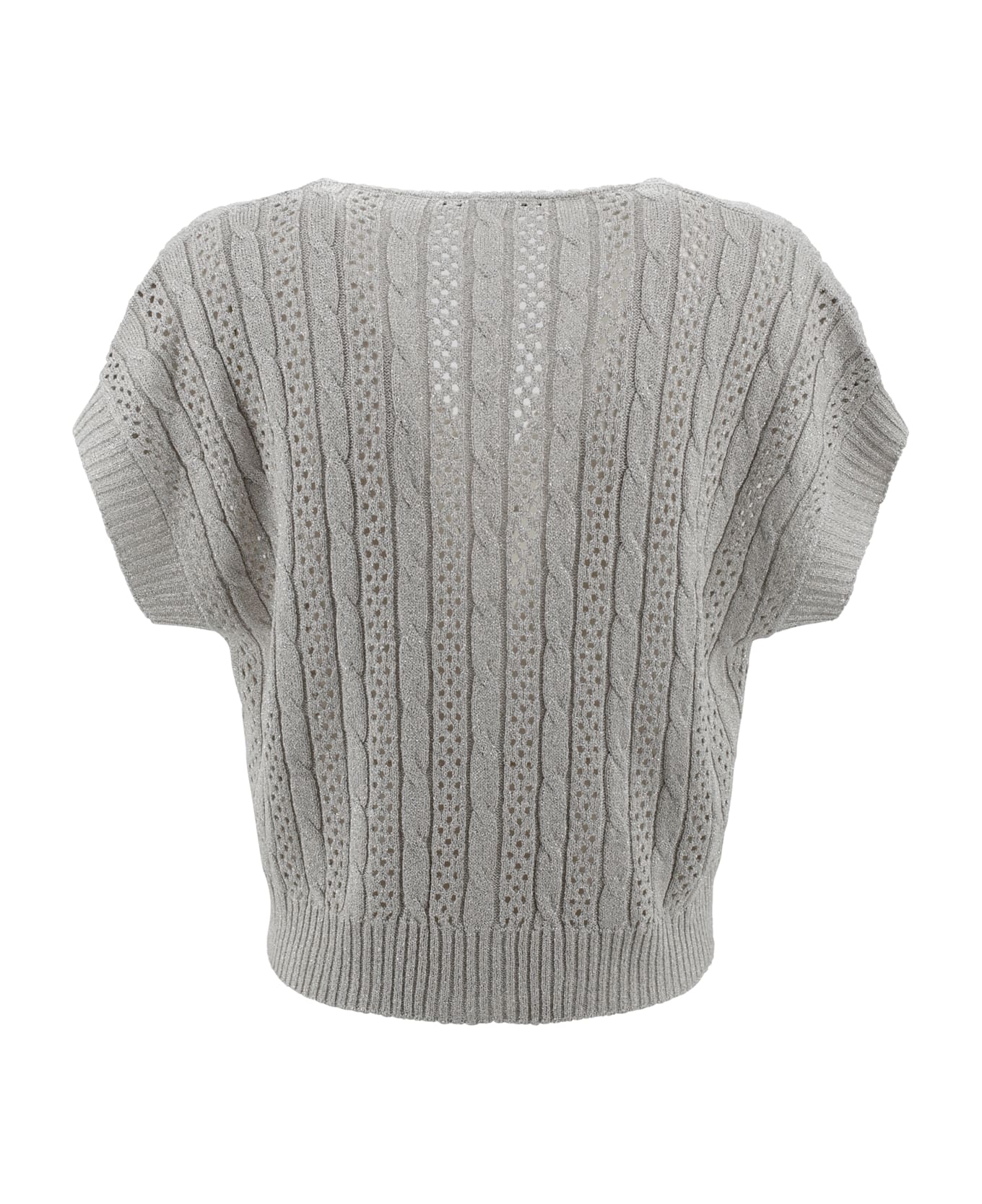 D.Exterior Short Lurex Cardigan - Gesso