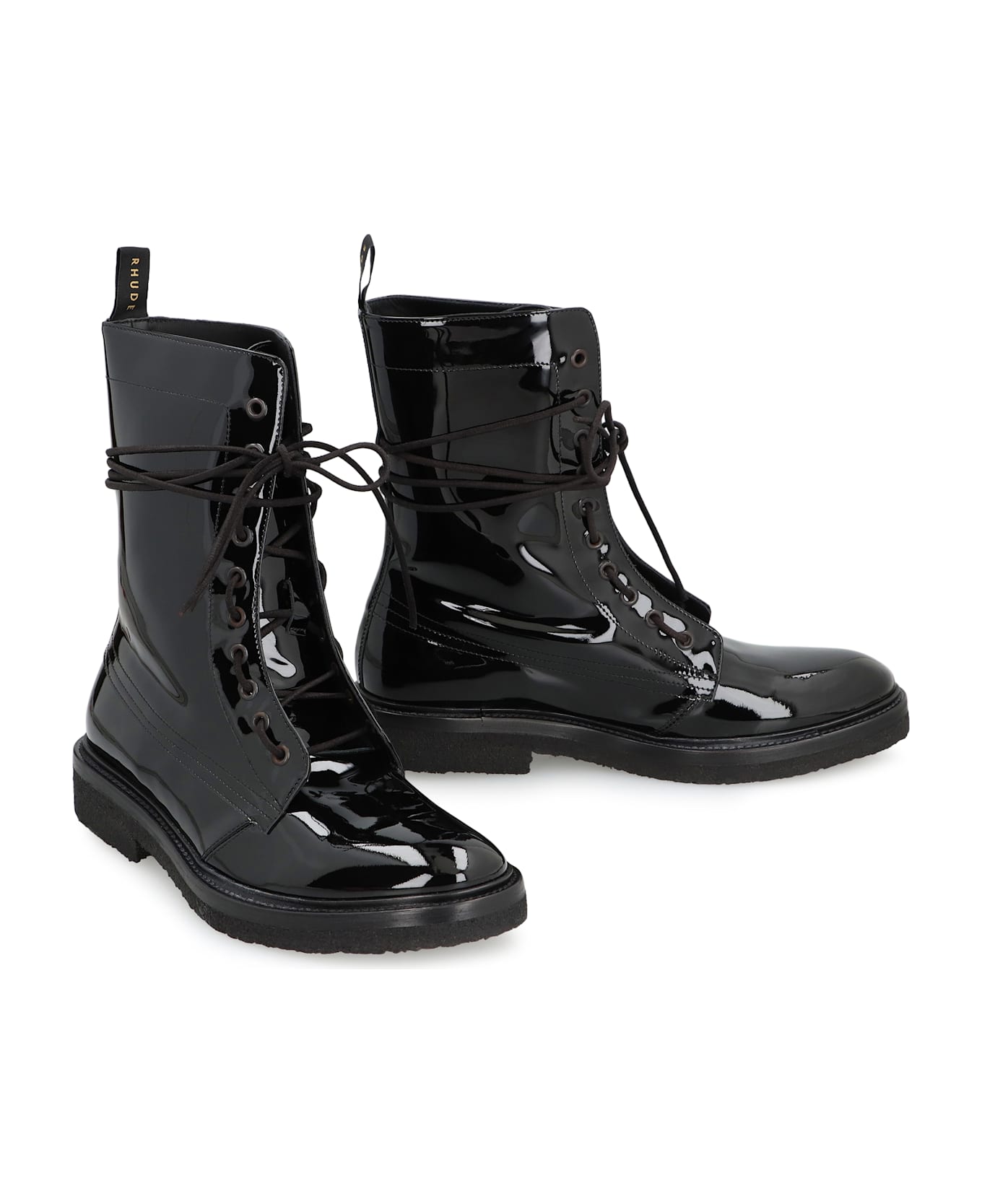 Rhude Rhanger Leather Combat Boots - black