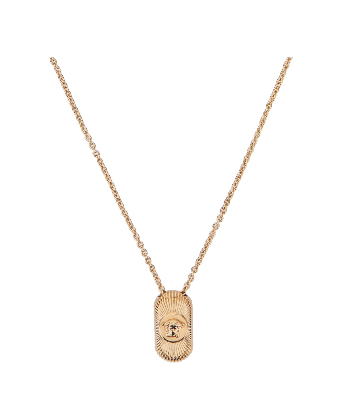 Versace Gold-colored Necklace With Medusa Head Pendant In Brass Man - Metallic